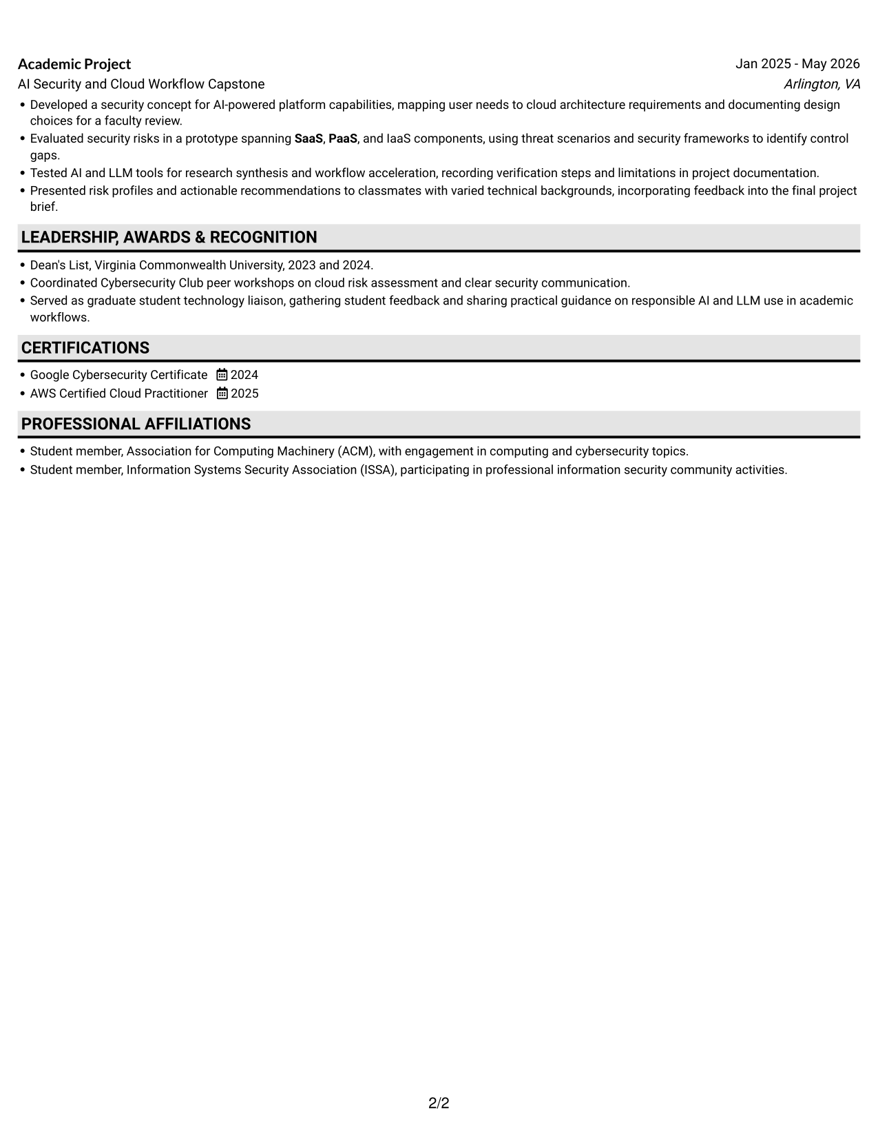 Resume example — page 2
