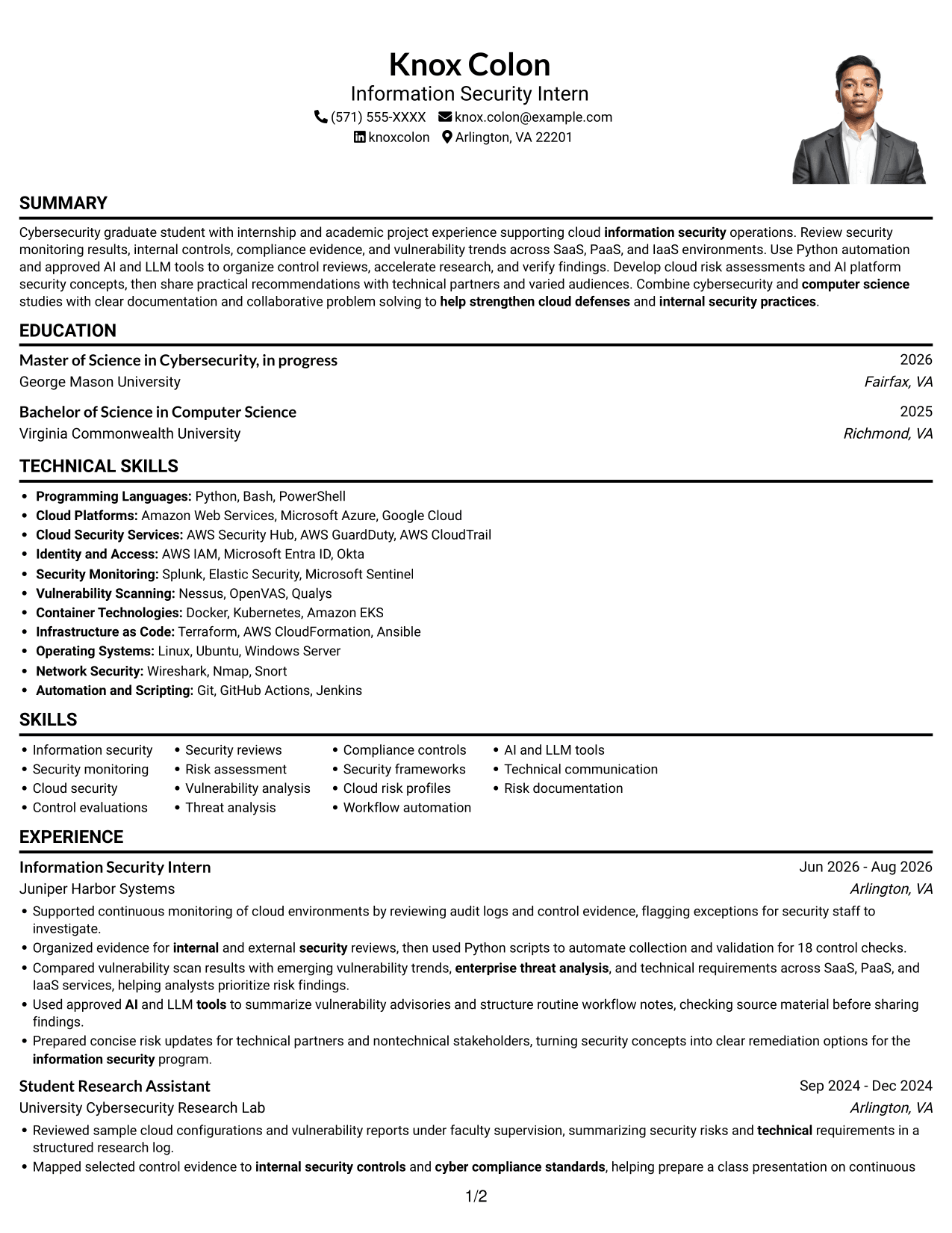 Resume example — page 1