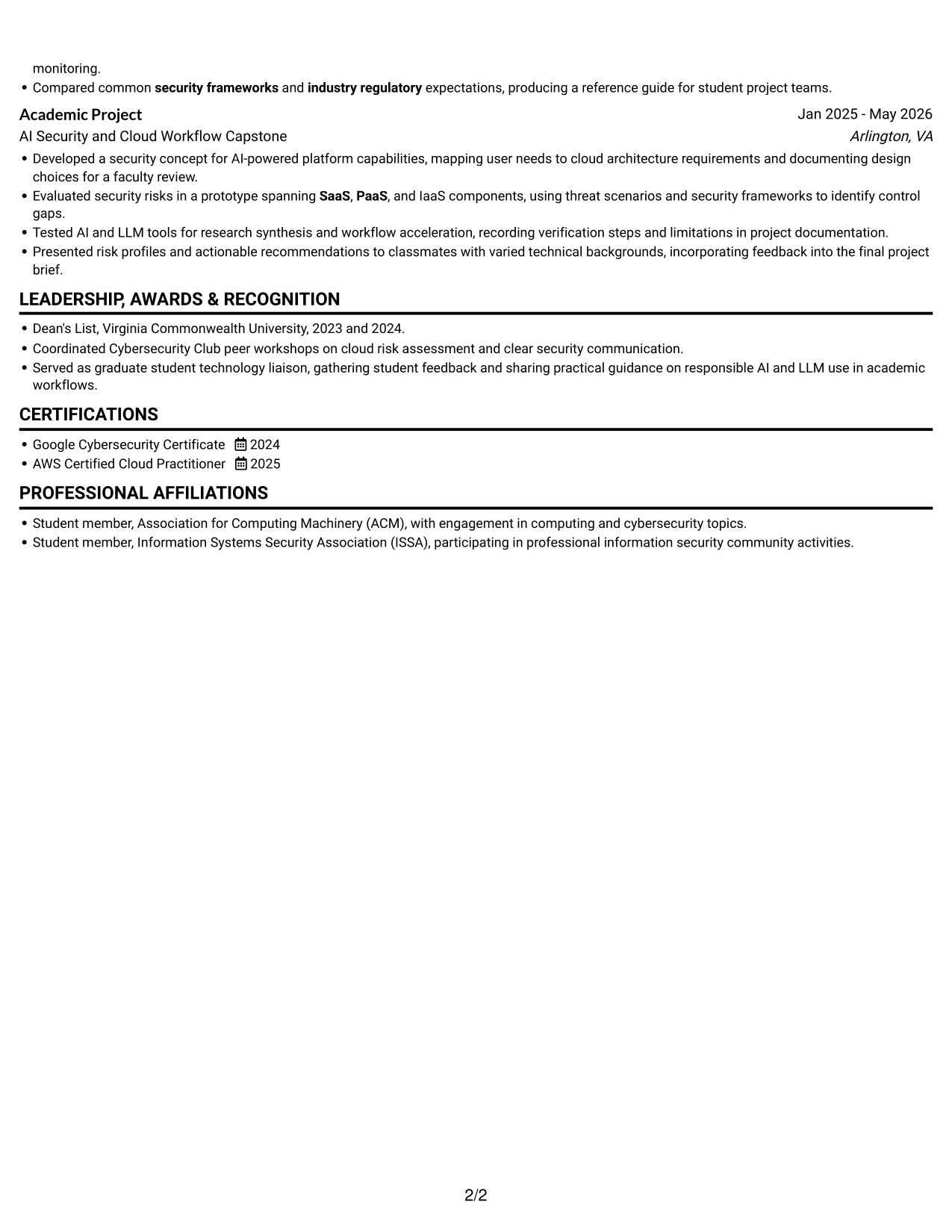 Resume example — page 2