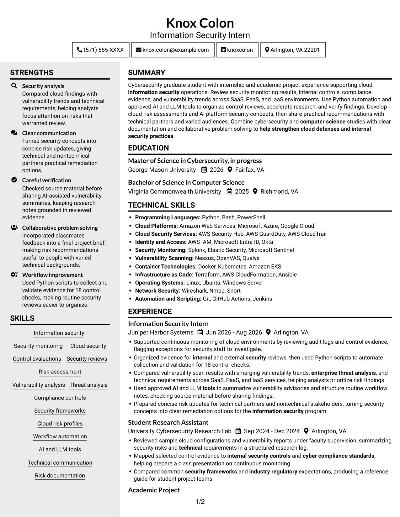 Resume example — page 1