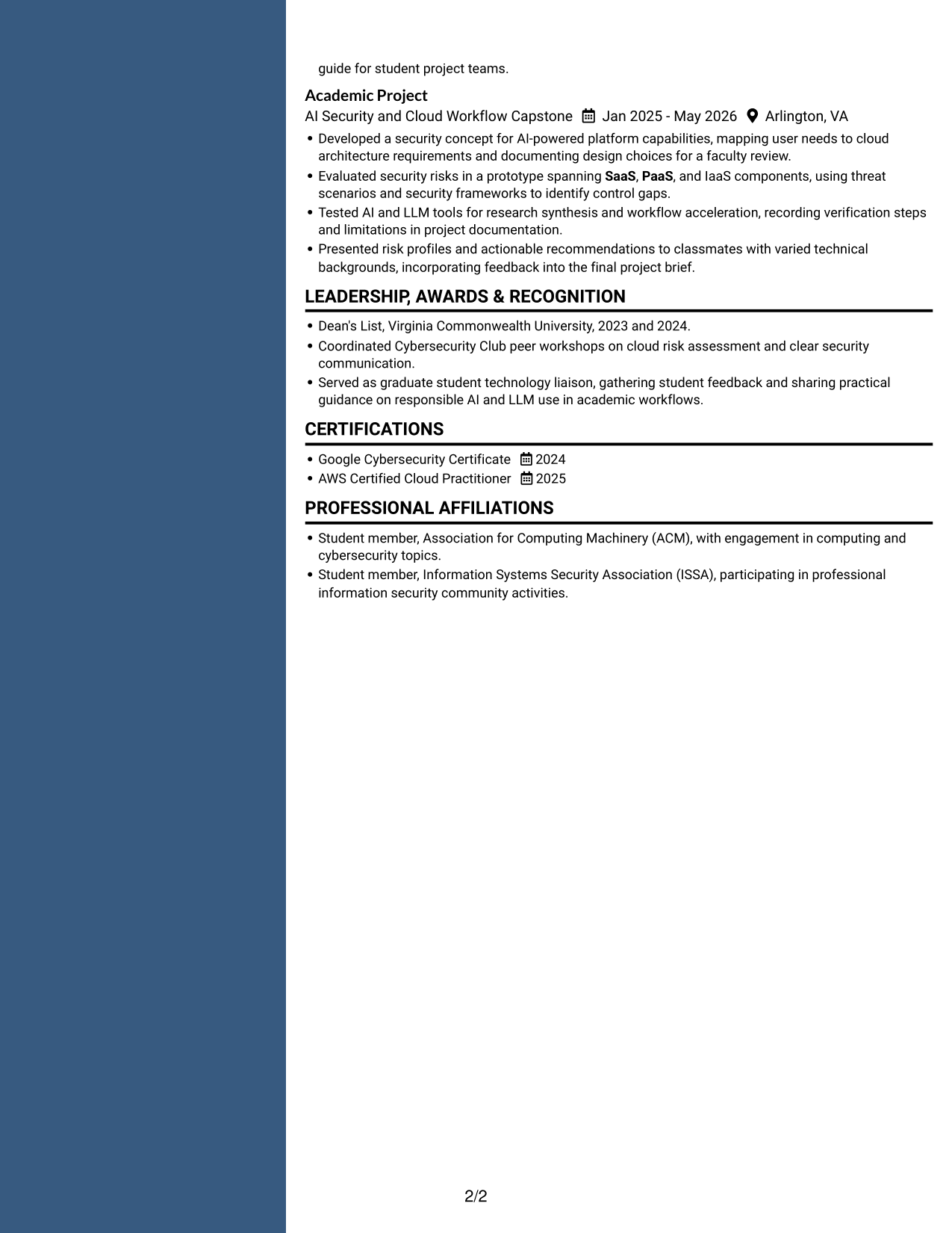 Resume example — page 2