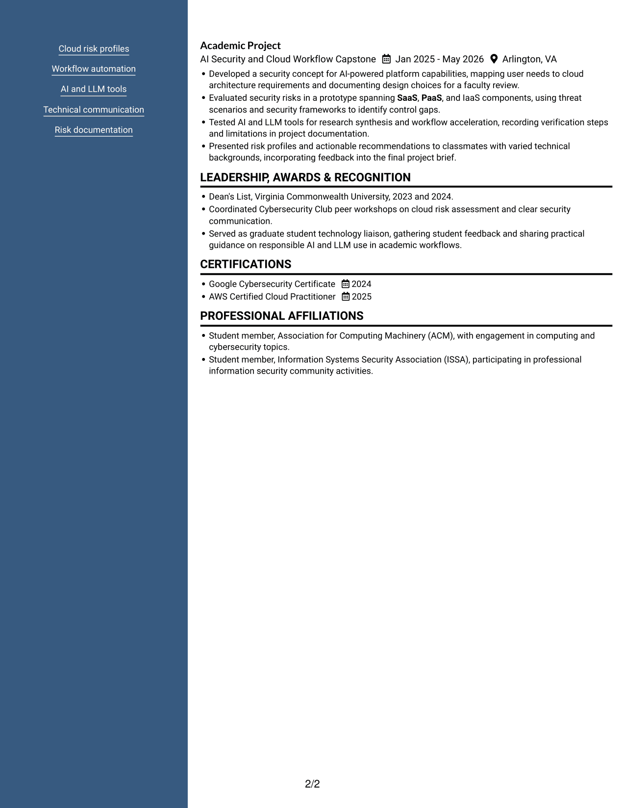 Resume example — page 2