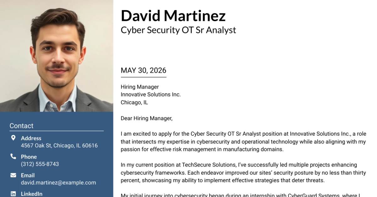 30+ Cyber Security OT Sr Analyst Cover Letter Templates with Example 2026