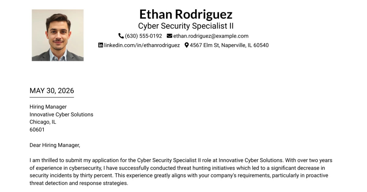 30+ Cyber Security Specialist II Cover Letter Templates with Example 2026