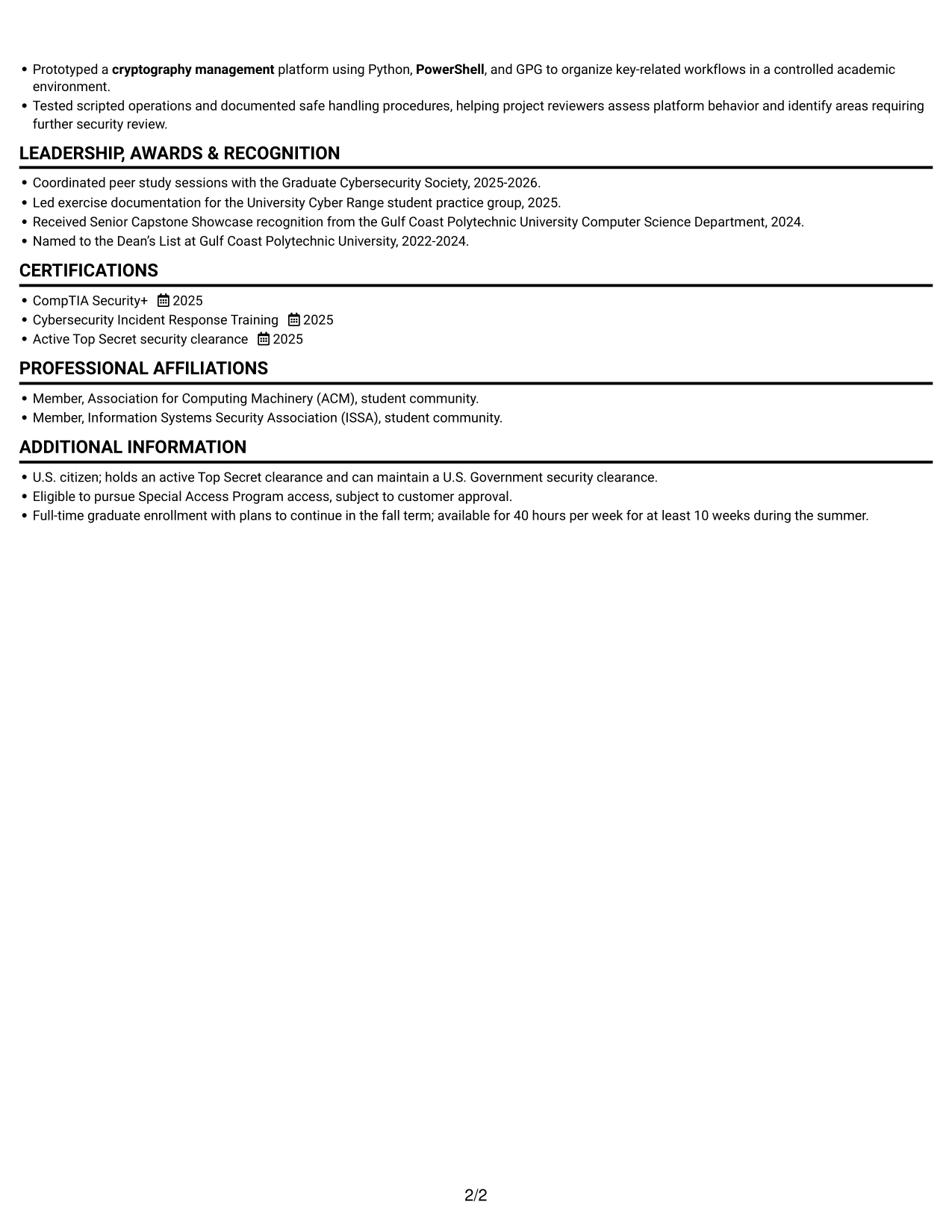 Resume example — page 2