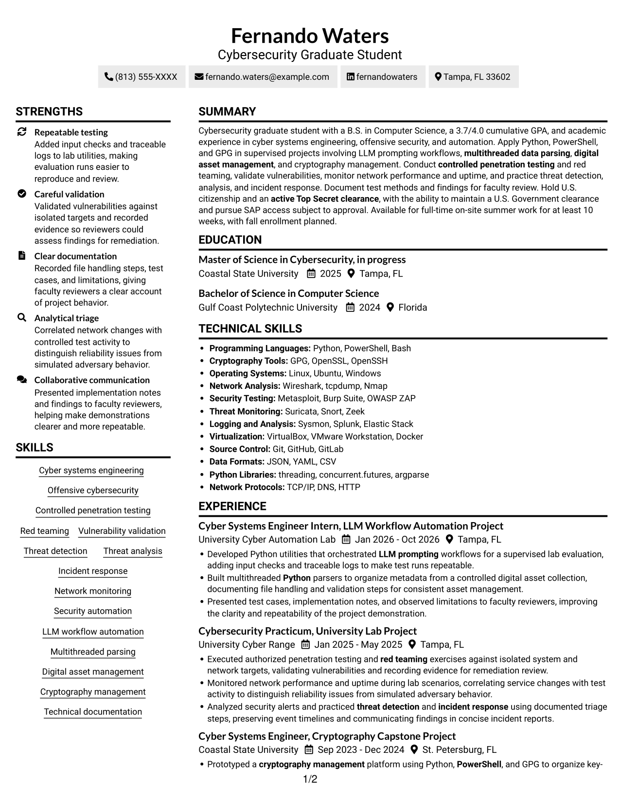 Resume example — page 1