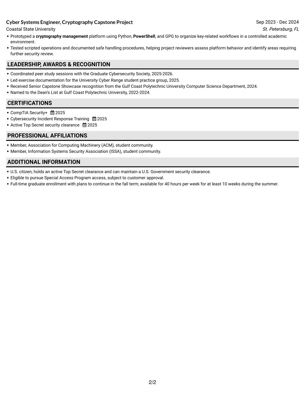 Resume example — page 2