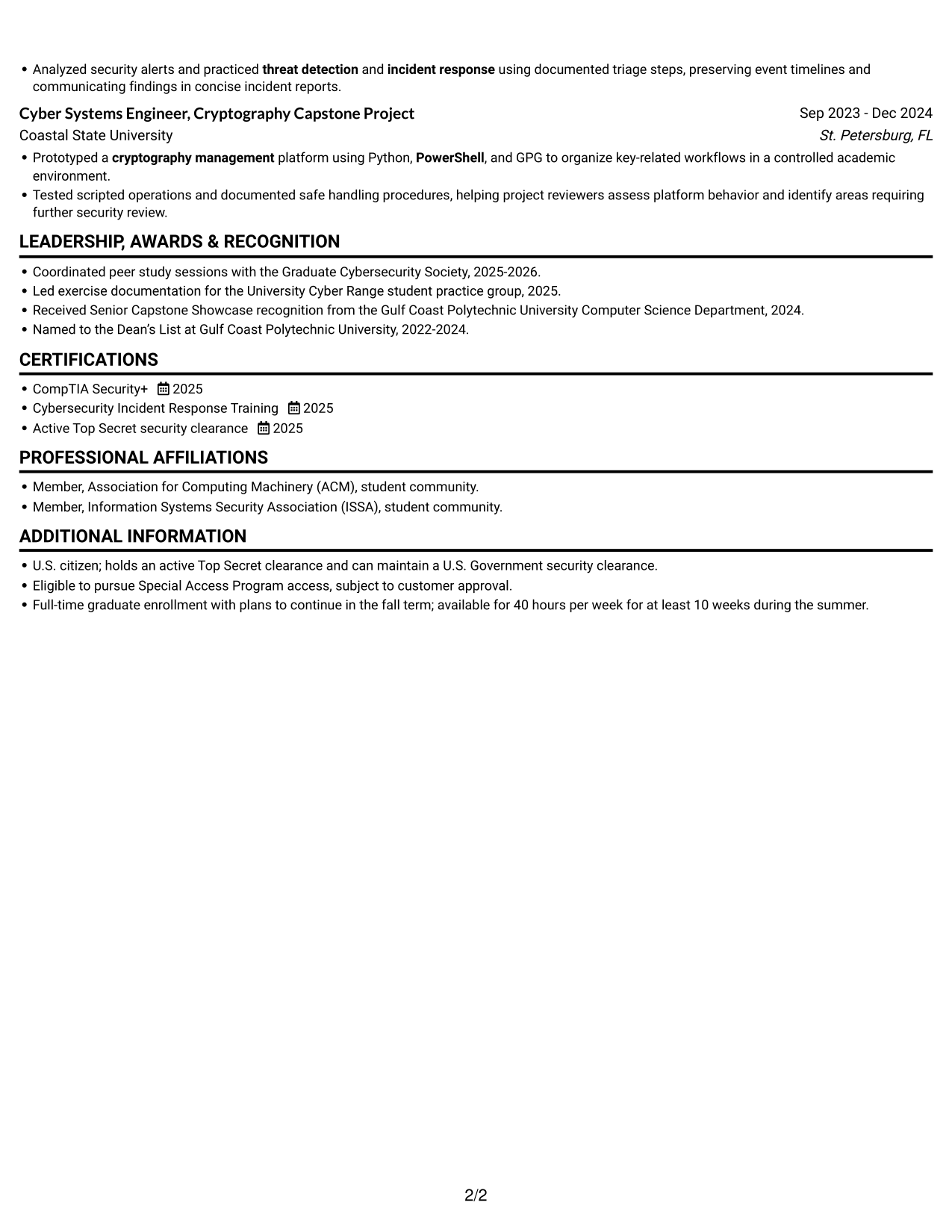Resume example — page 2