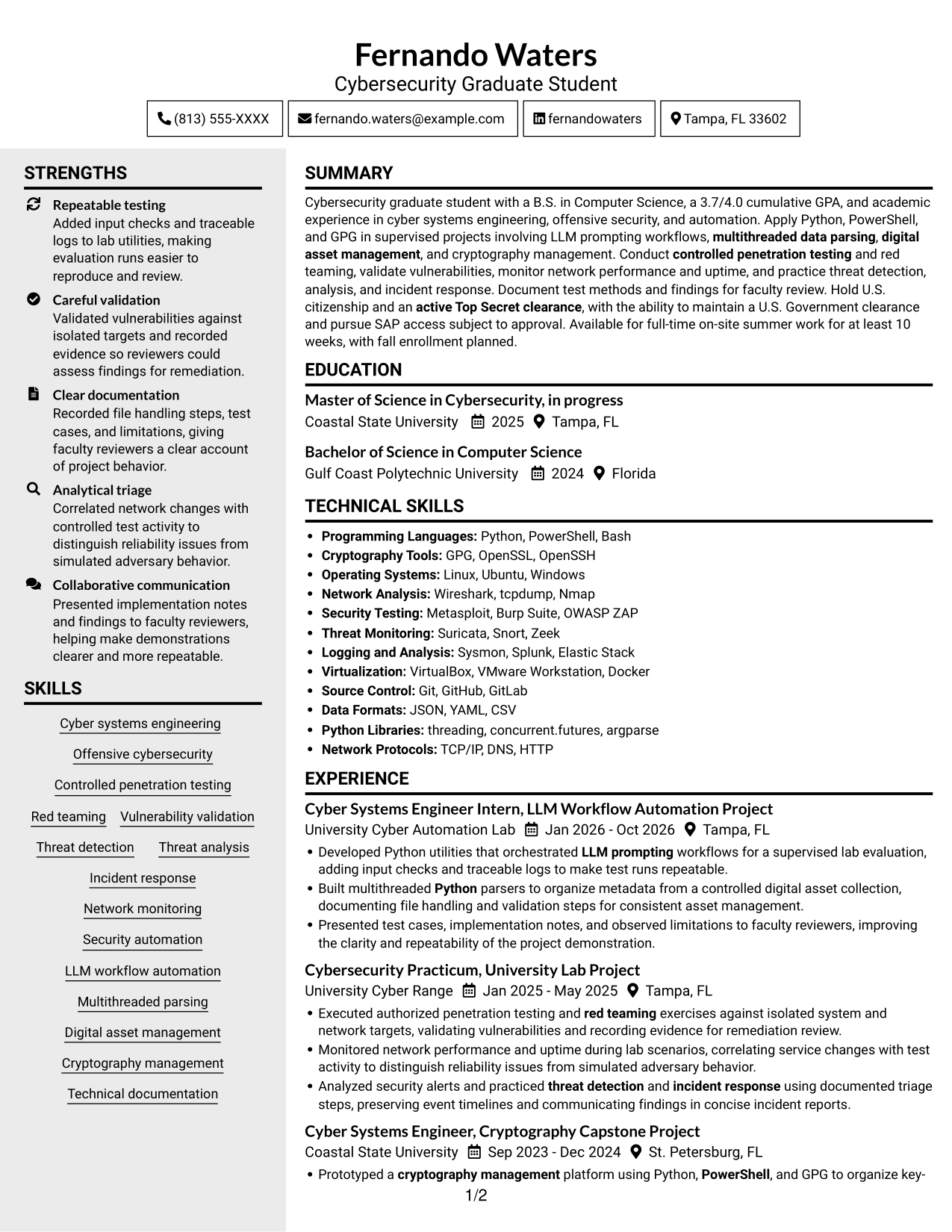 Resume example — page 1