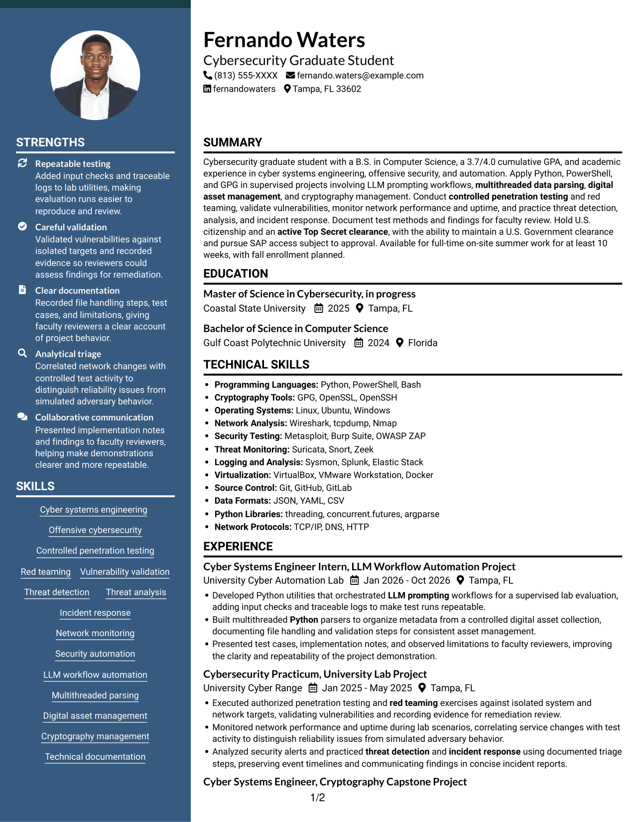 Resume example — page 1
