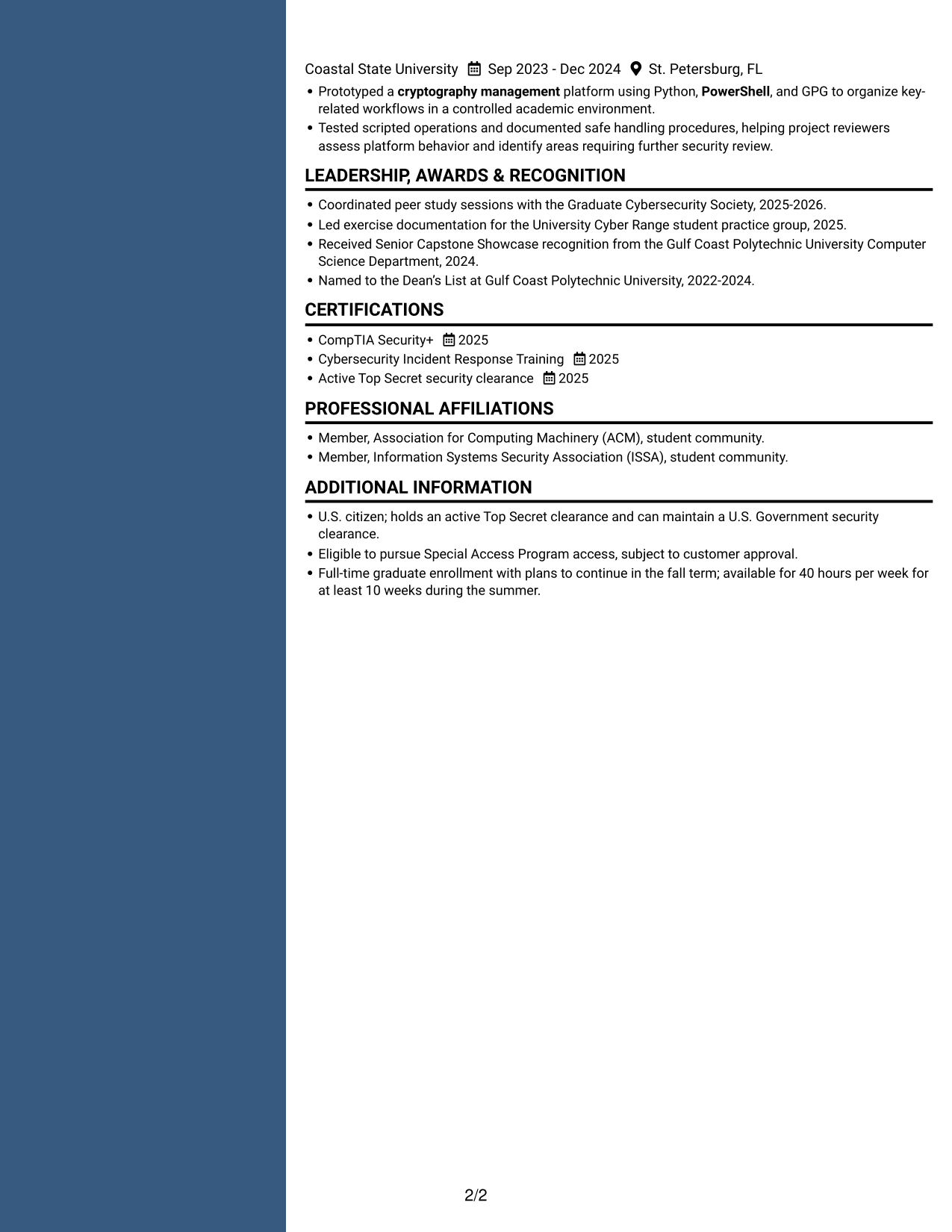 Resume example — page 2