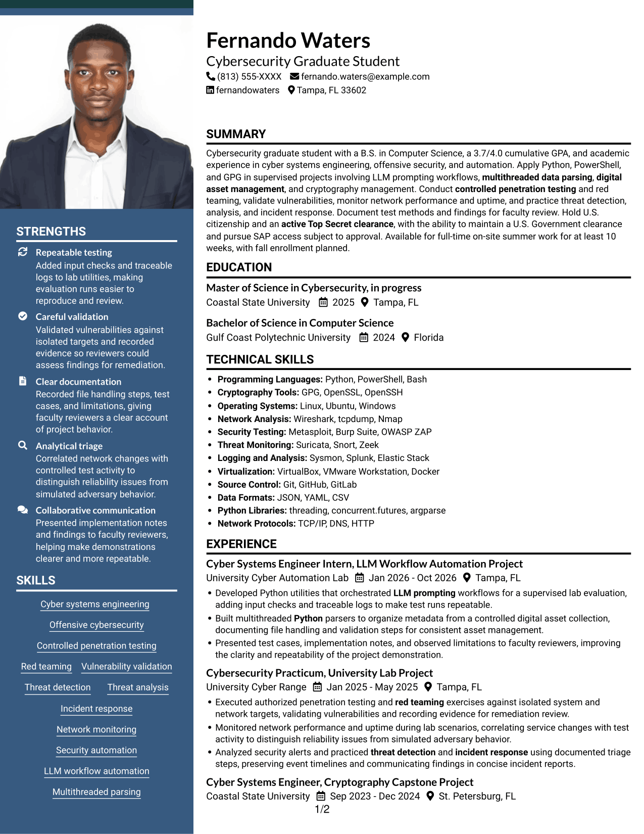 Resume example — page 1