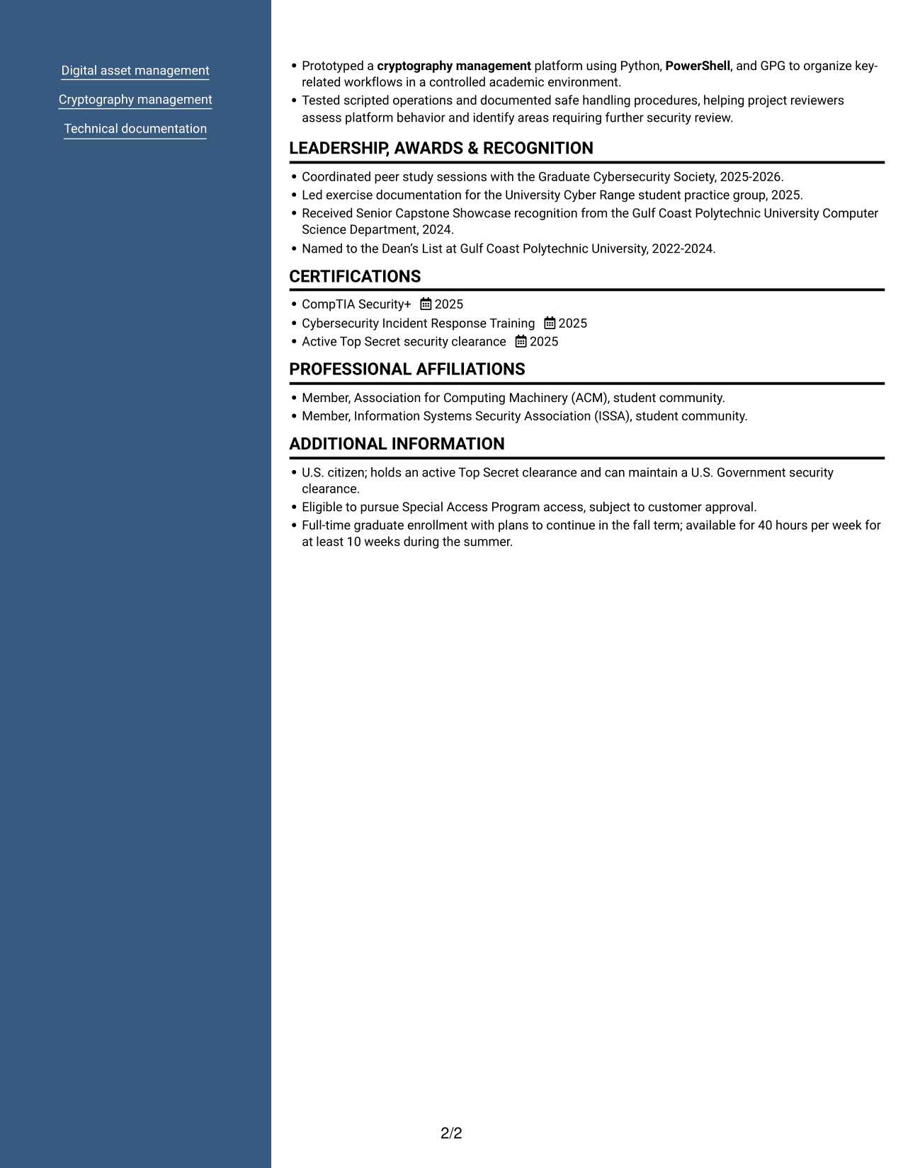 Resume example — page 2