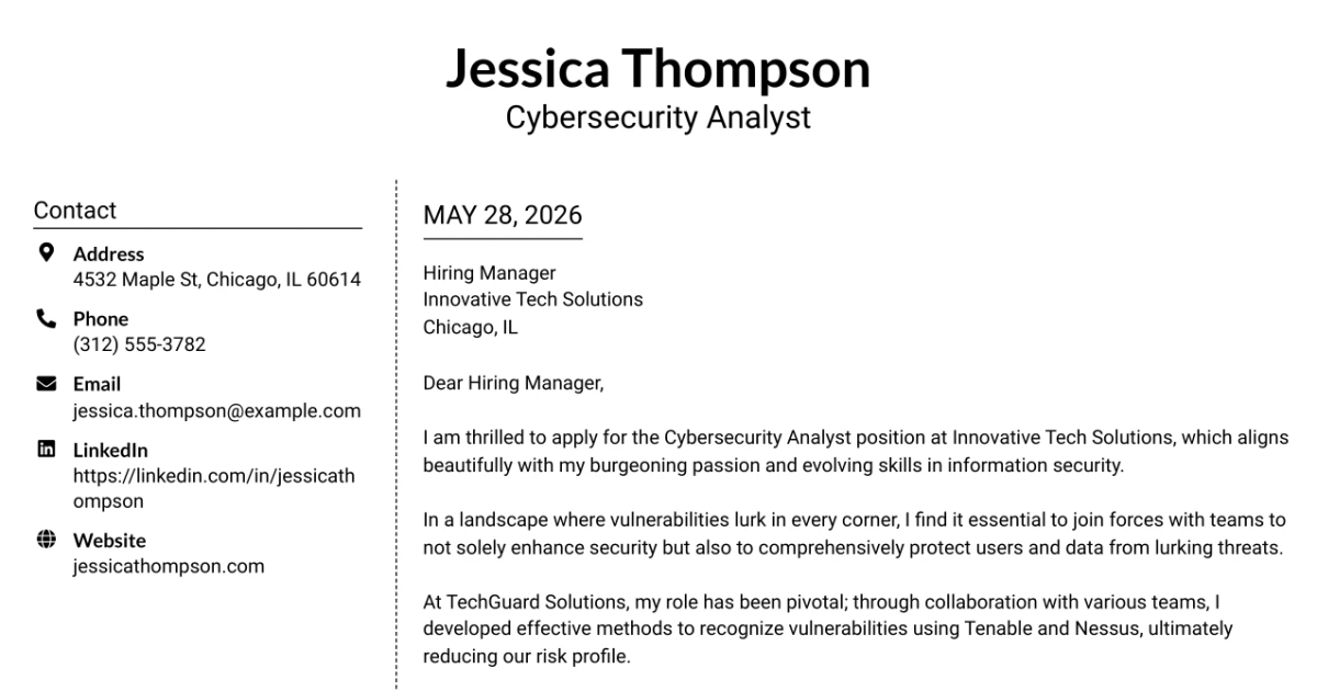 30+ Cybersecurity Analyst Cover Letter Templates with Example 2026