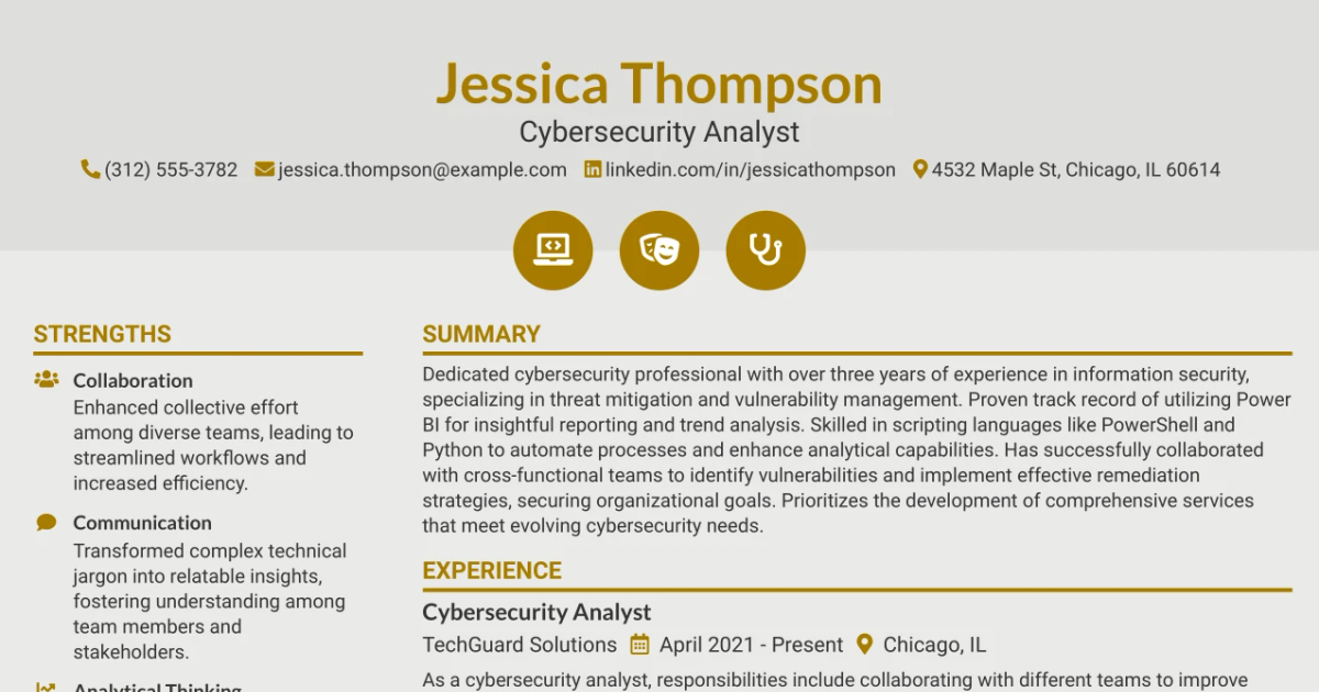 33 Cybersecurity Analyst Resume Templates with Example 2026 (ATS-Optimized)