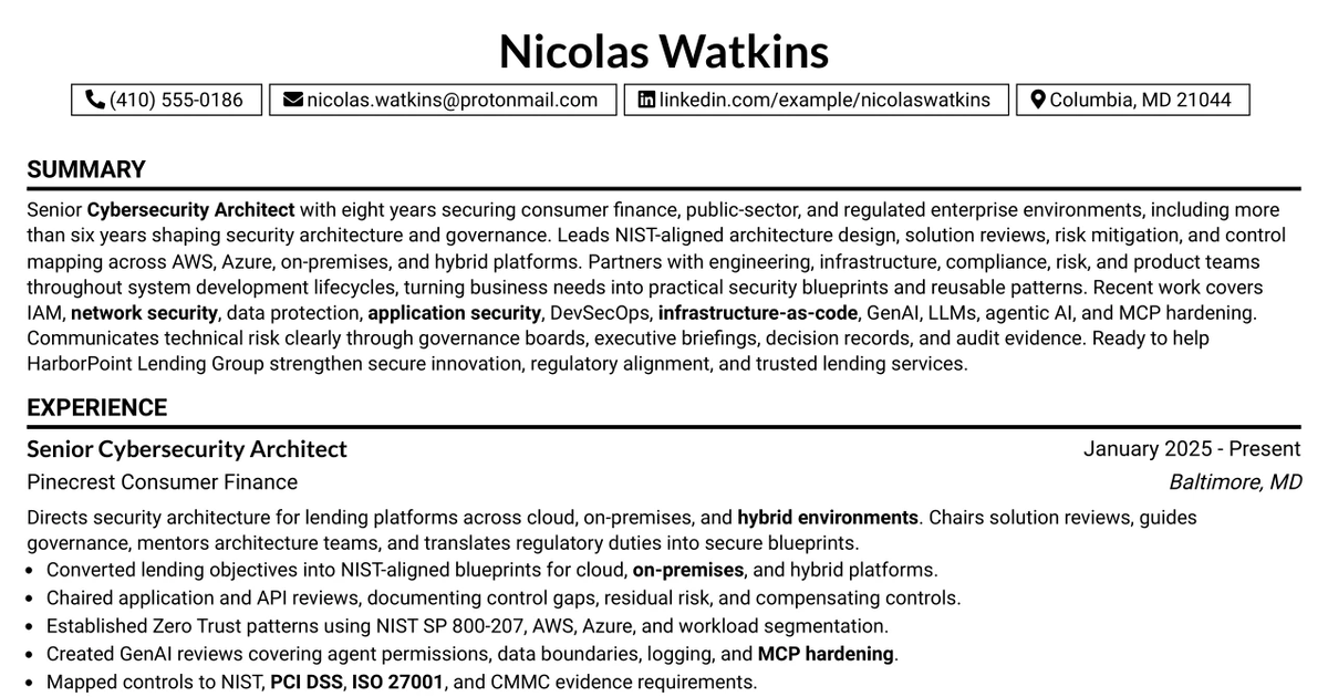 33 Cybersecurity Architect Resume Templates with Example