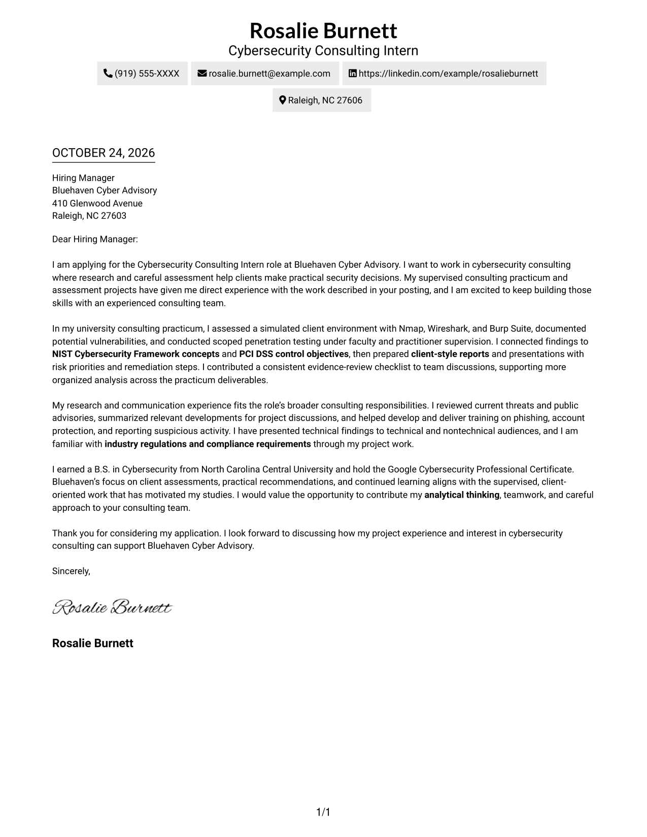 Cover letter example — page 1