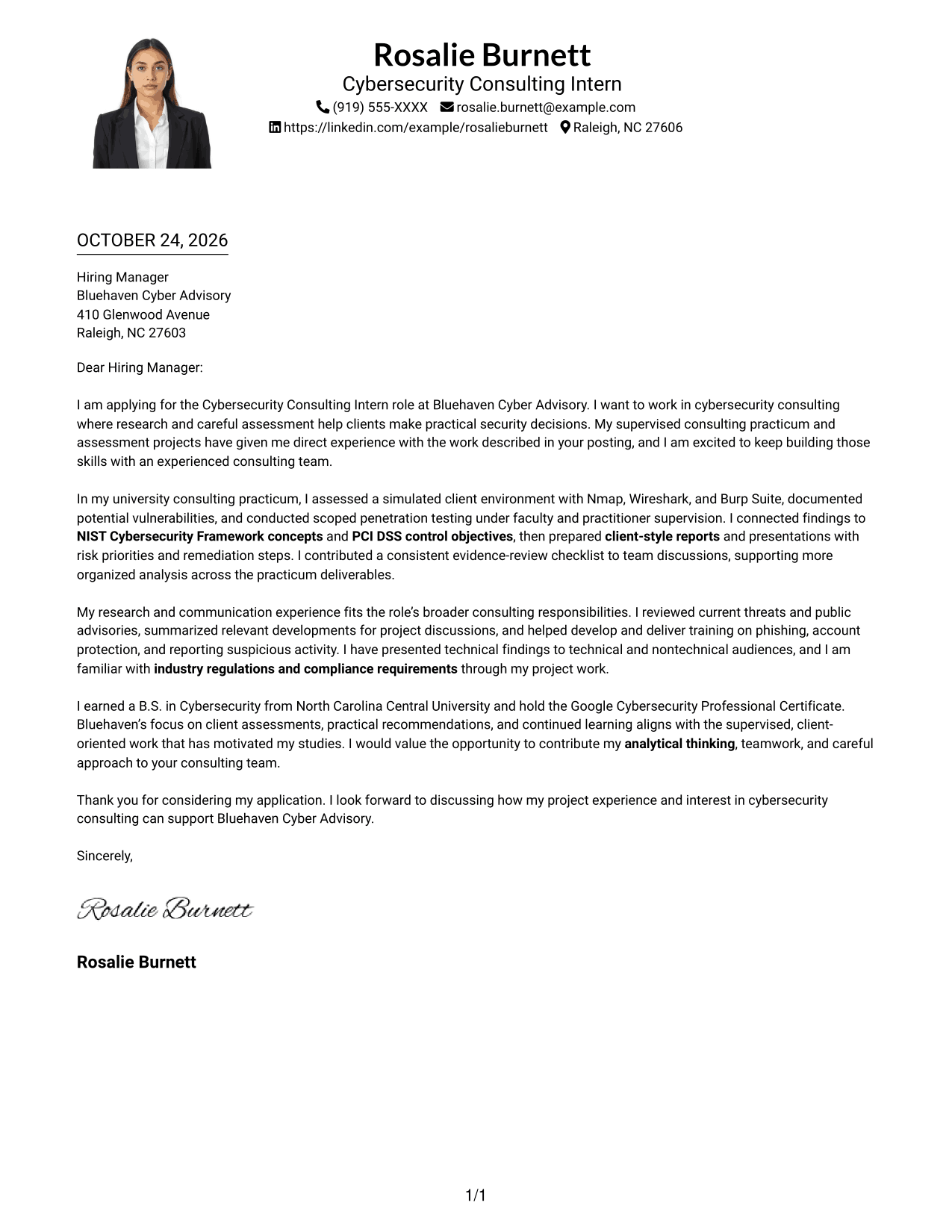 Cover letter example — page 1