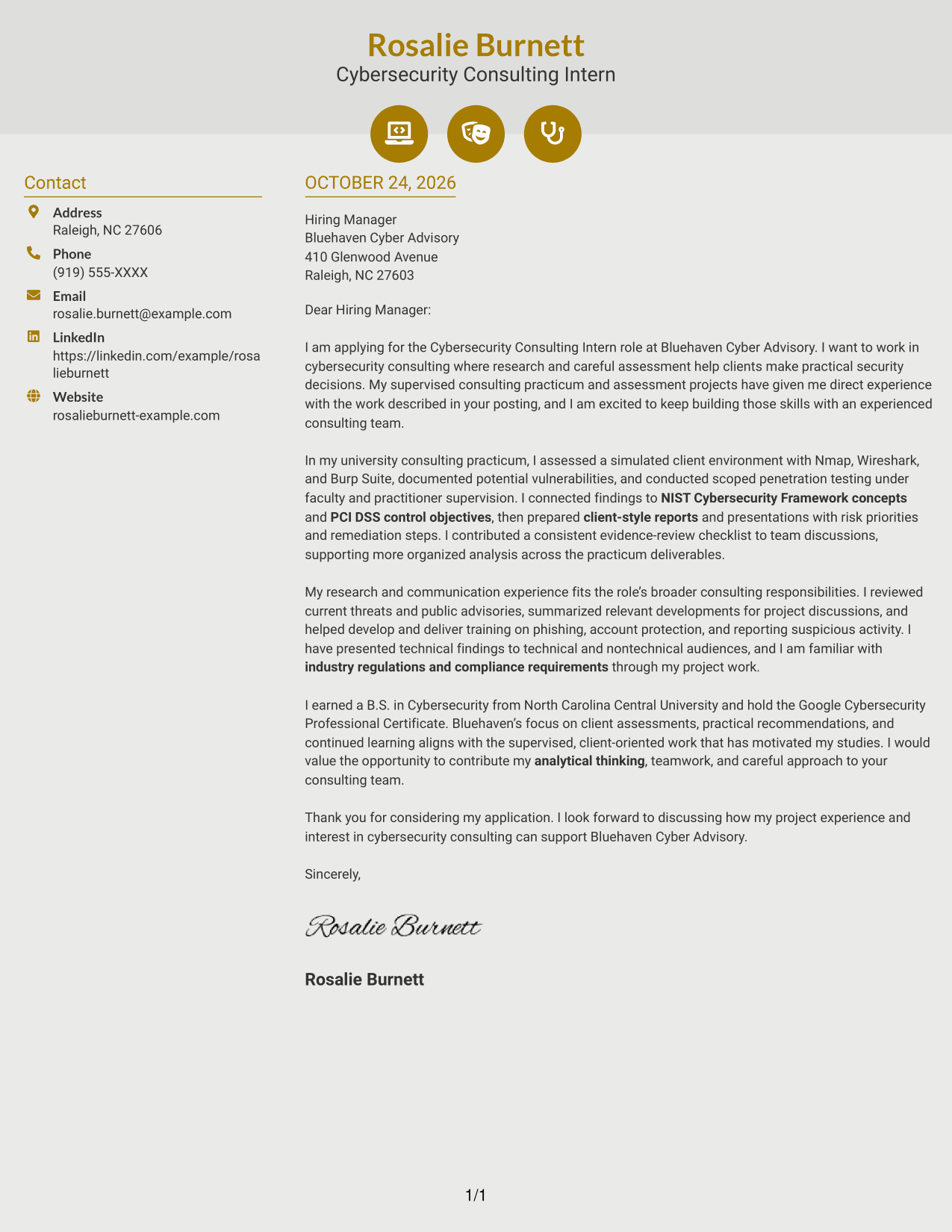 Cover letter example — page 1