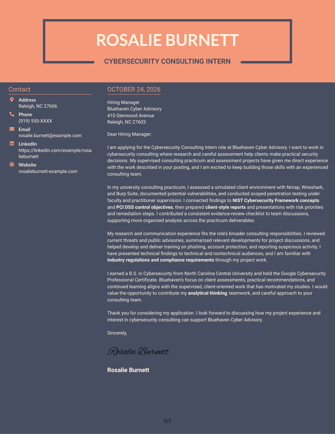 Cover letter example — page 1