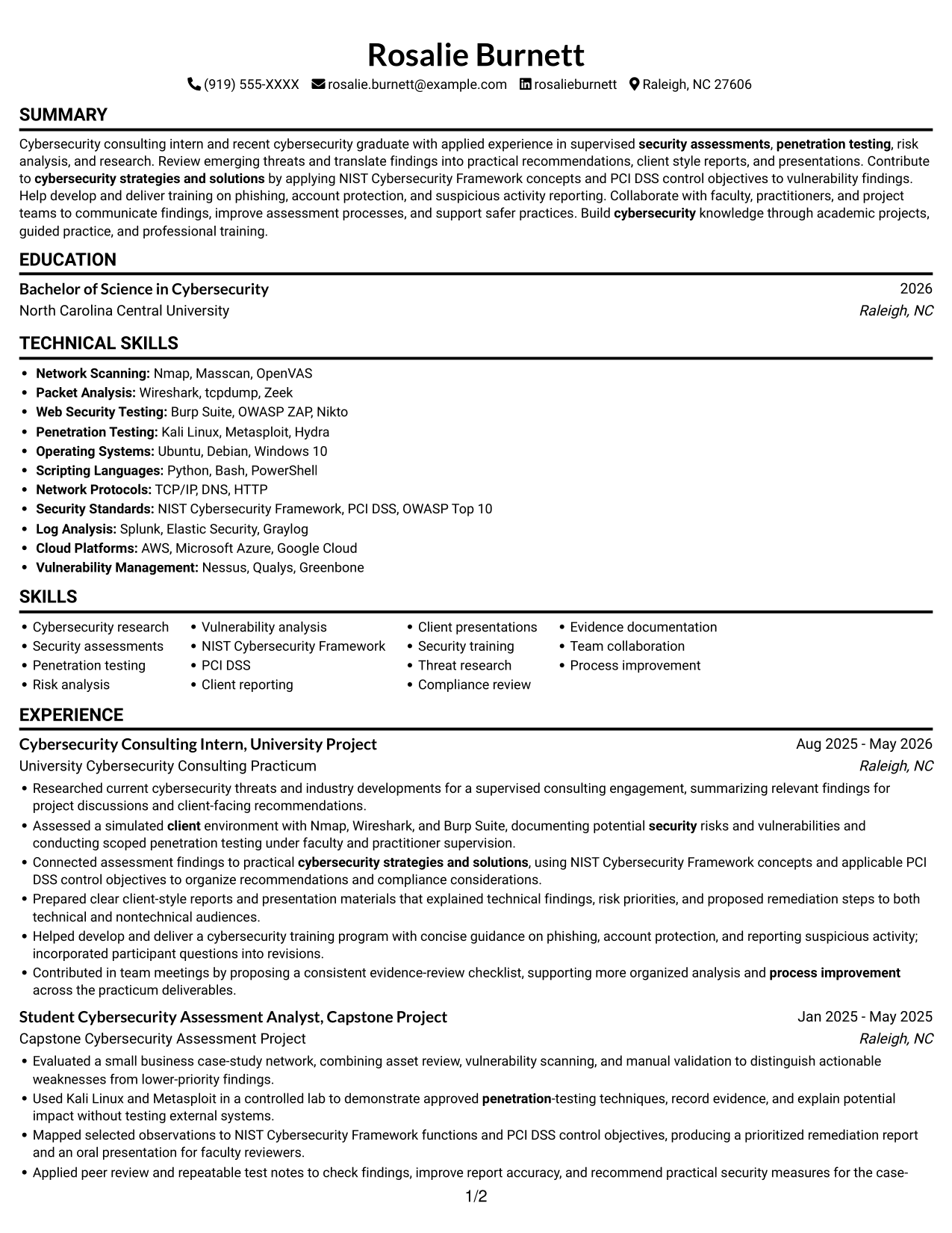 Resume example — page 1