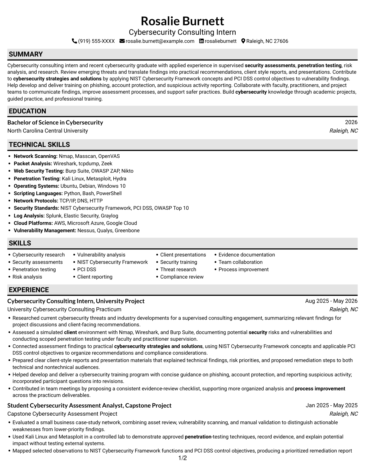 Resume example — page 1