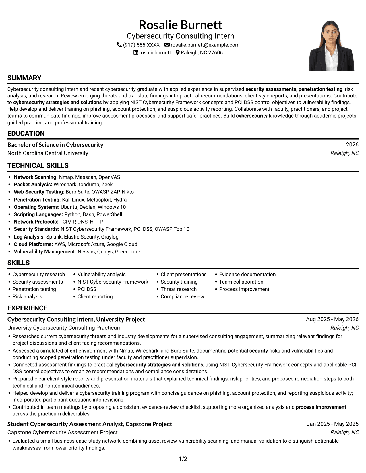 Resume example — page 1