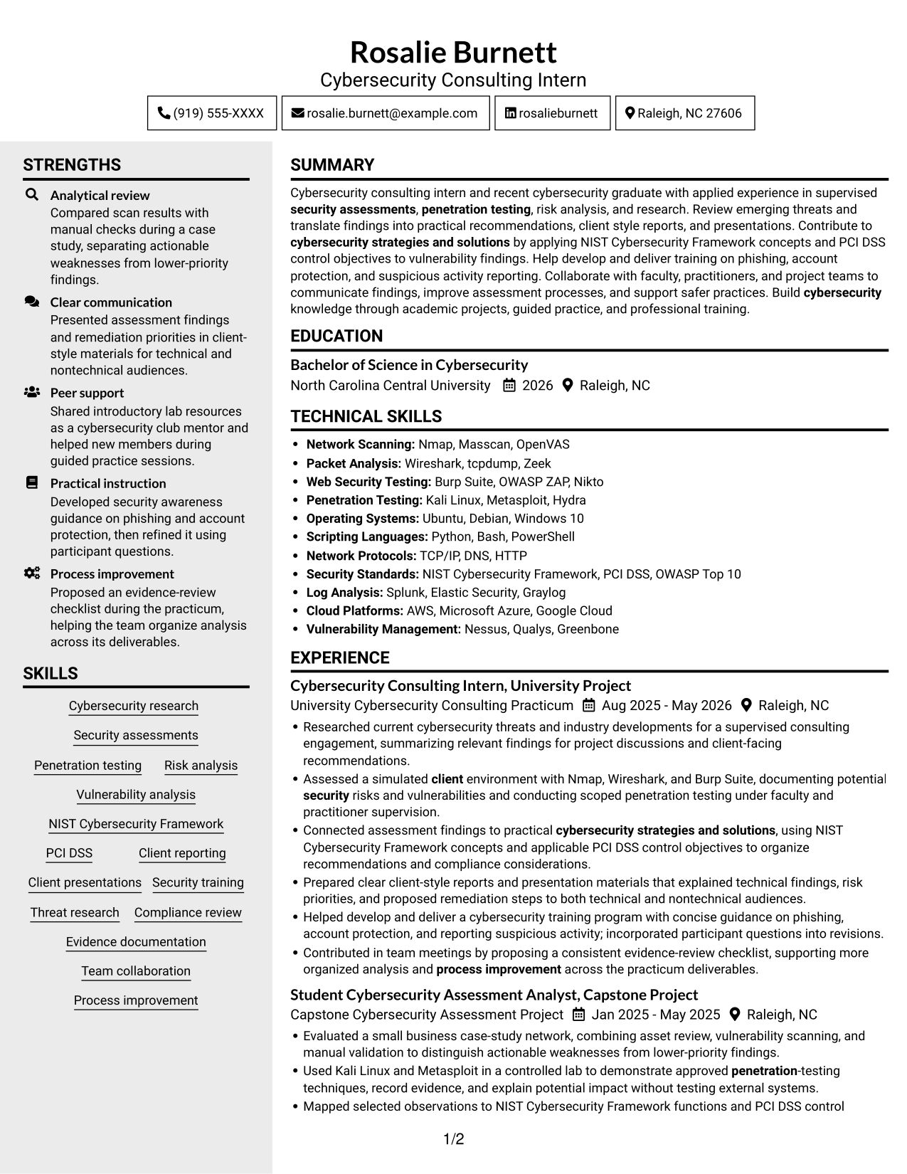 Resume example — page 1