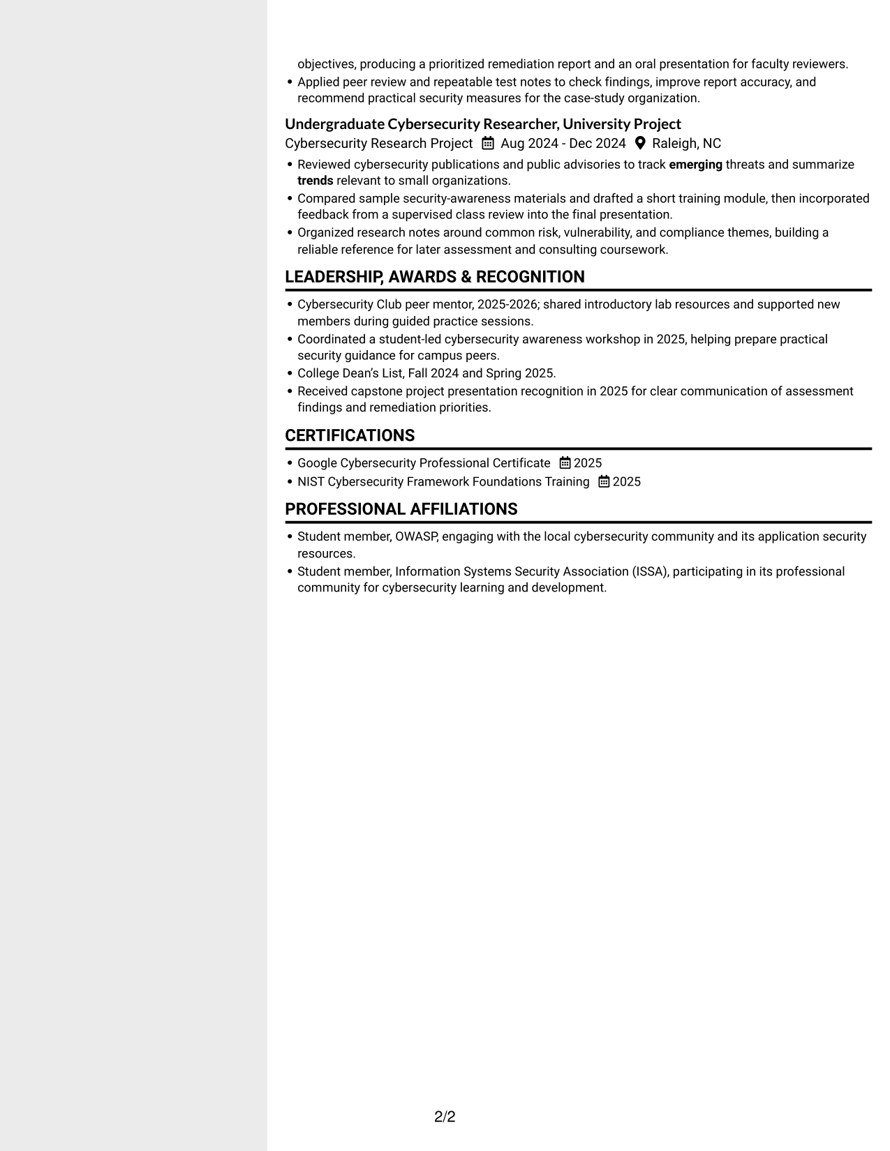 Resume example — page 2