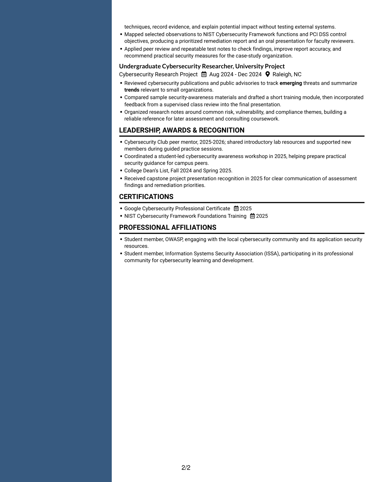Resume example — page 2