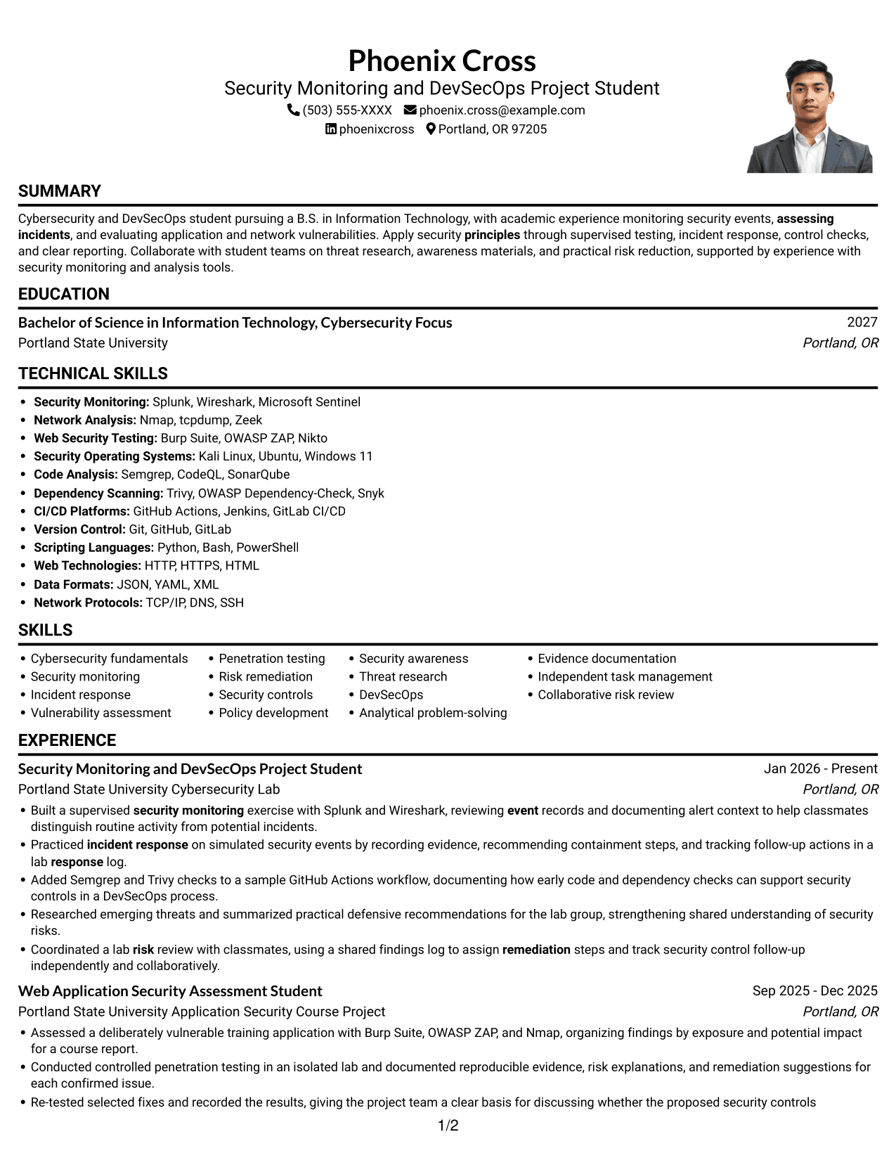Resume example — page 1