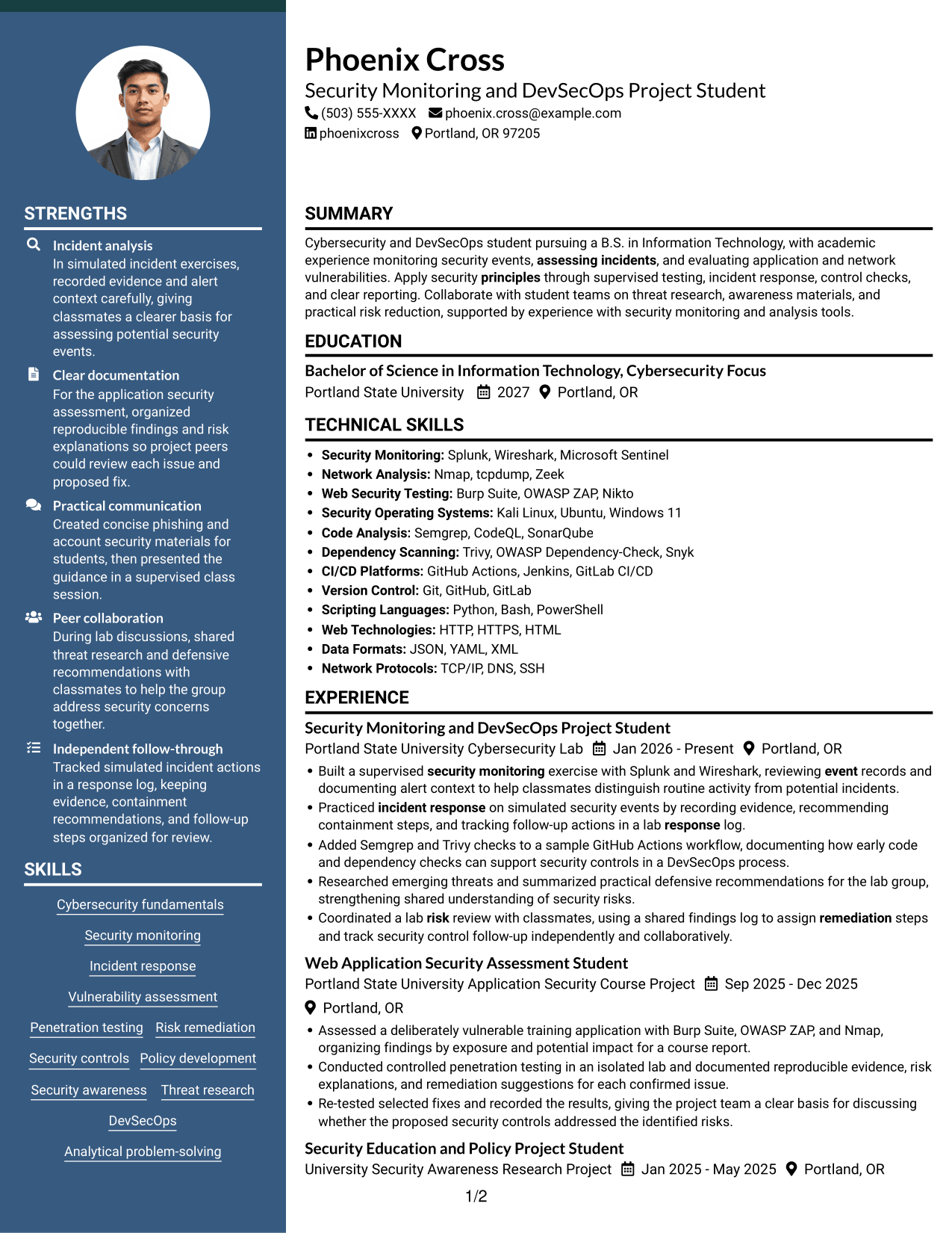 Resume example — page 1