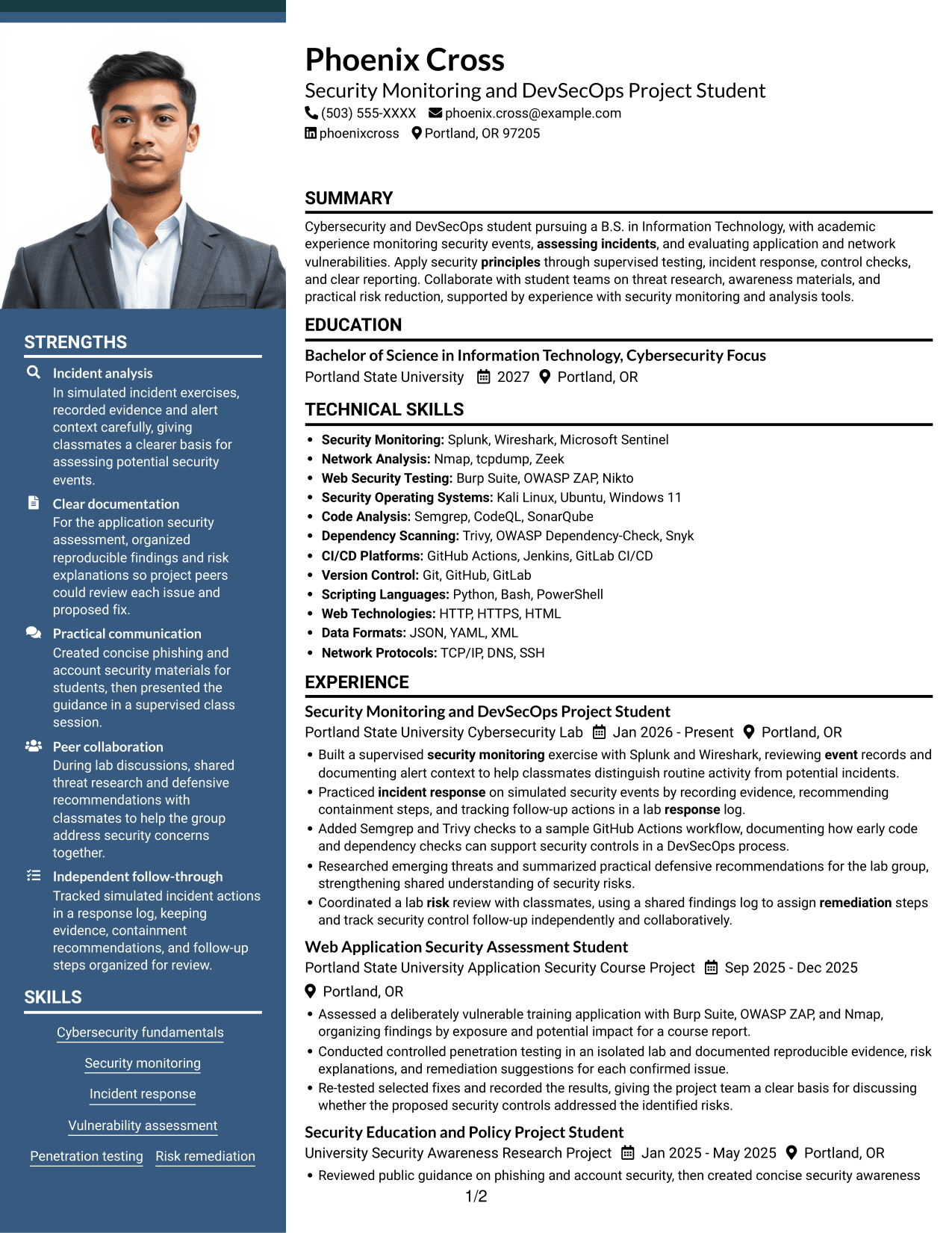 Resume example — page 1