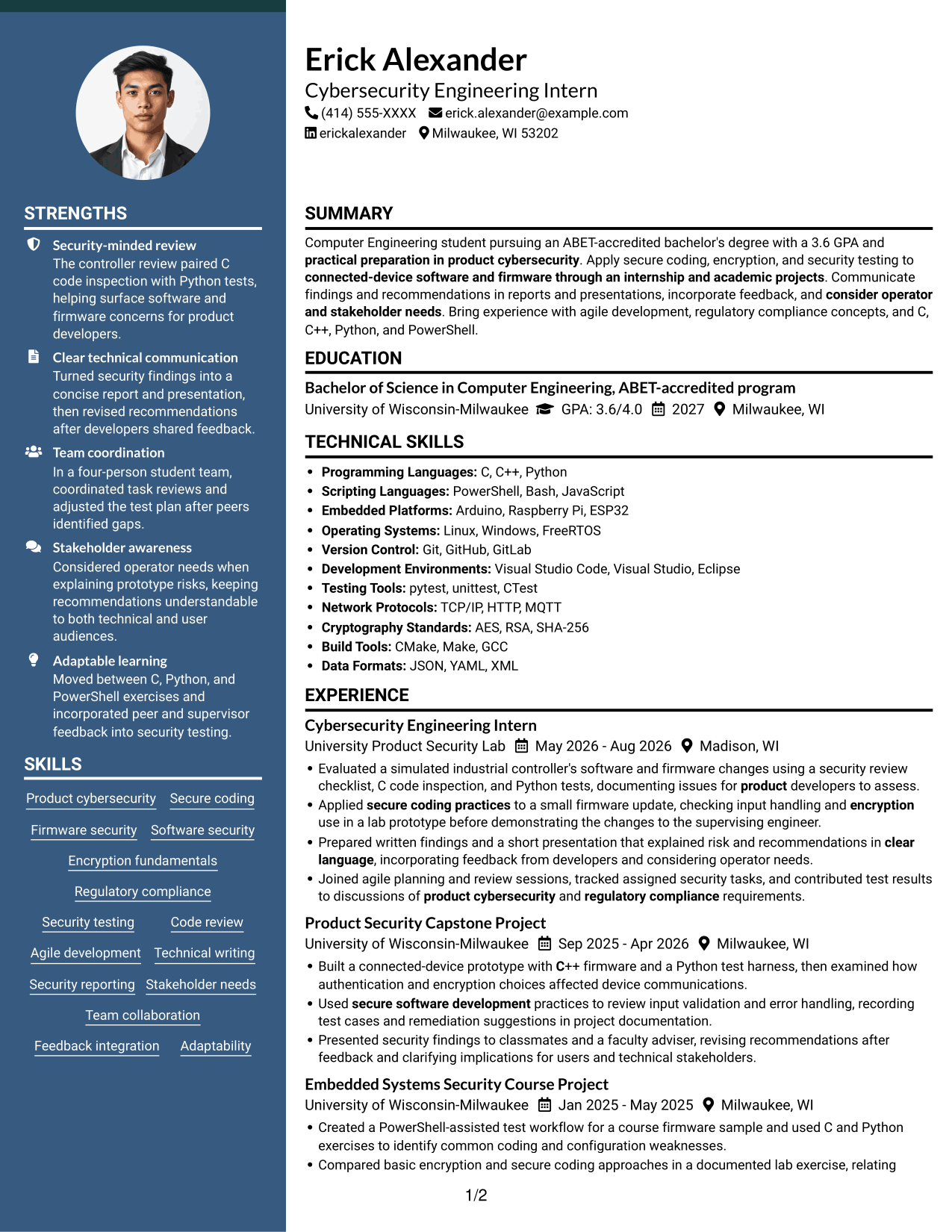 Resume example — page 1