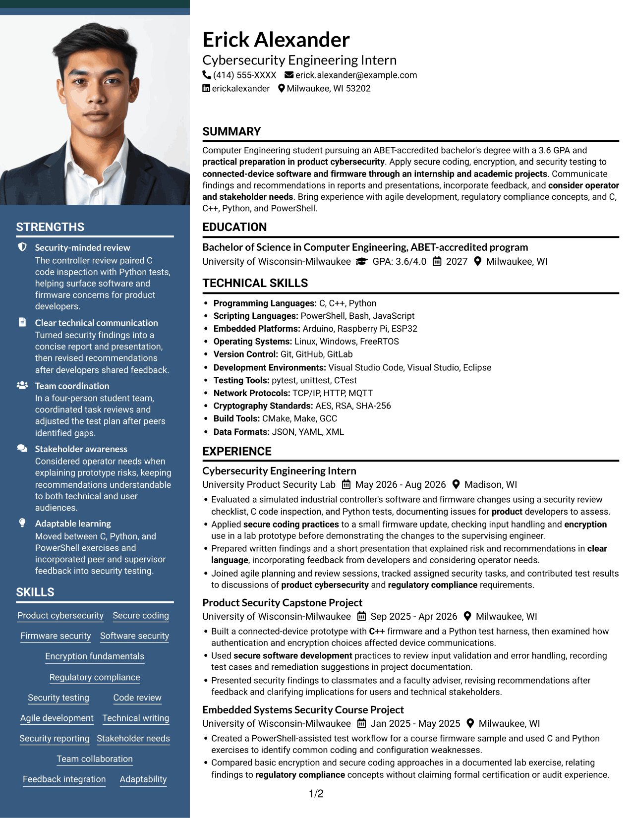 Resume example — page 1