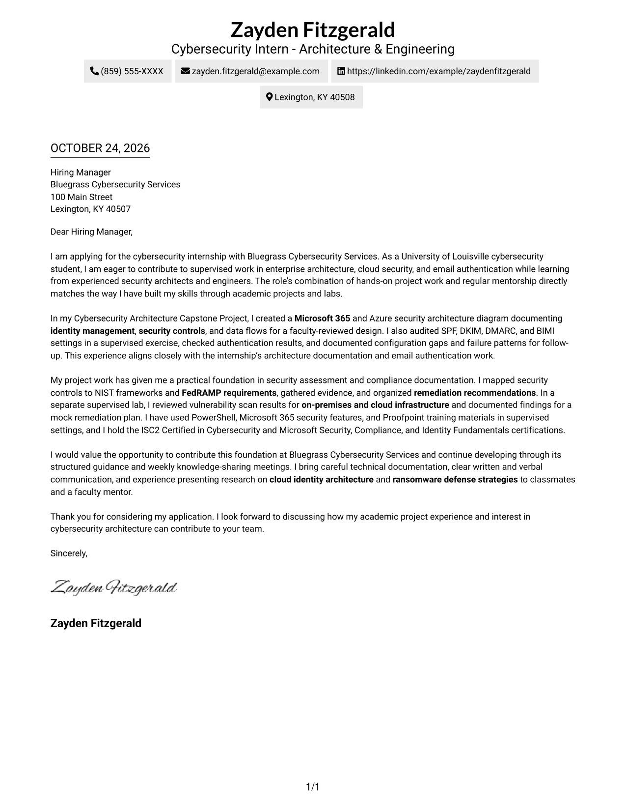 Cover letter example — page 1
