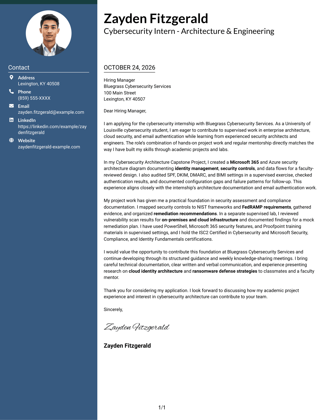 Cover letter example — page 1