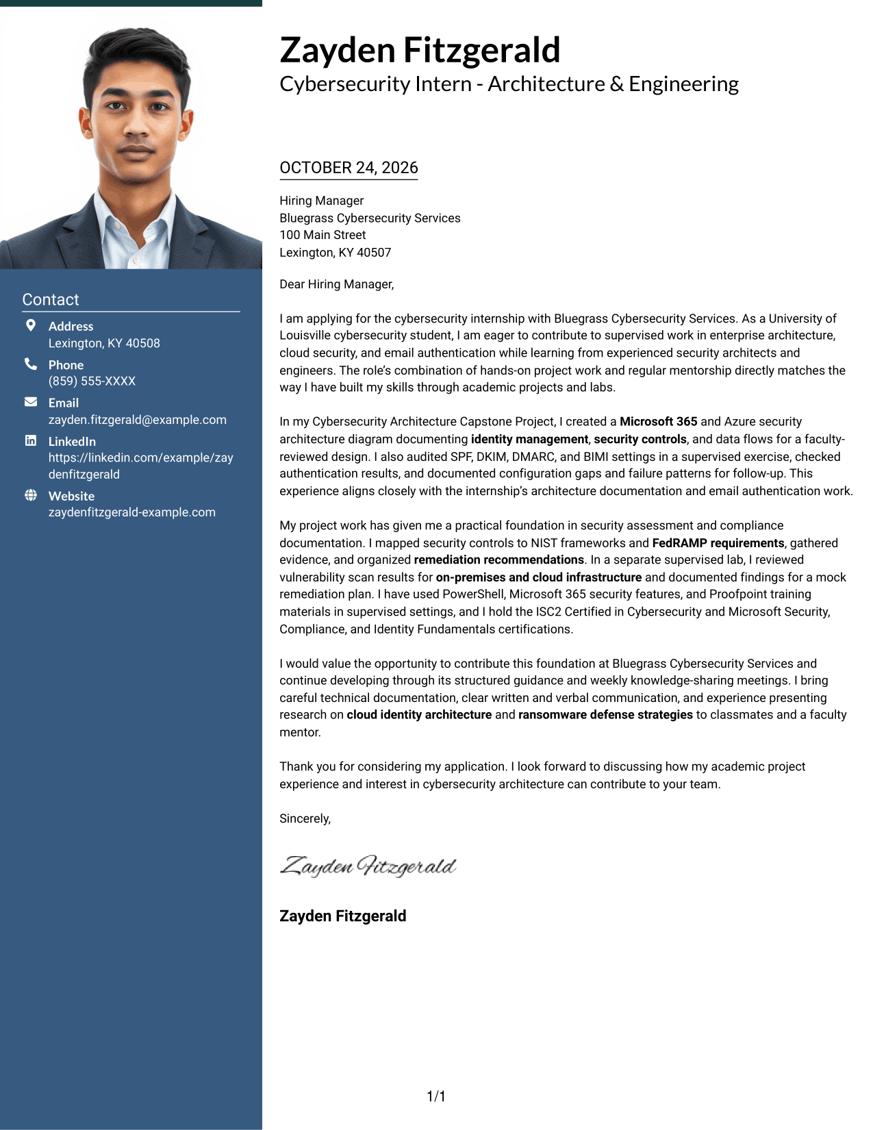 Cover letter example — page 1