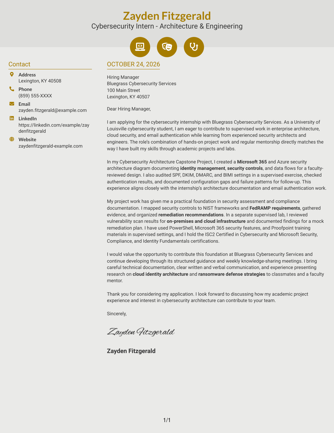 Cover letter example — page 1