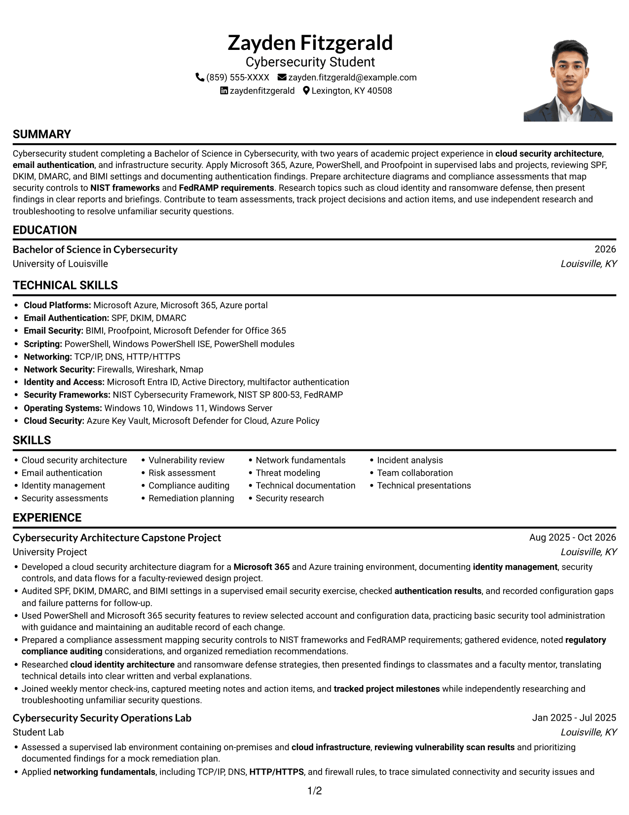 Resume example — page 1
