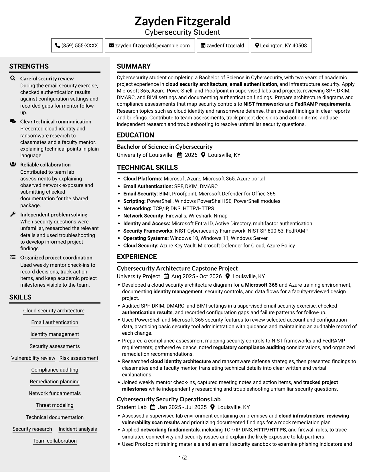 Resume example — page 1