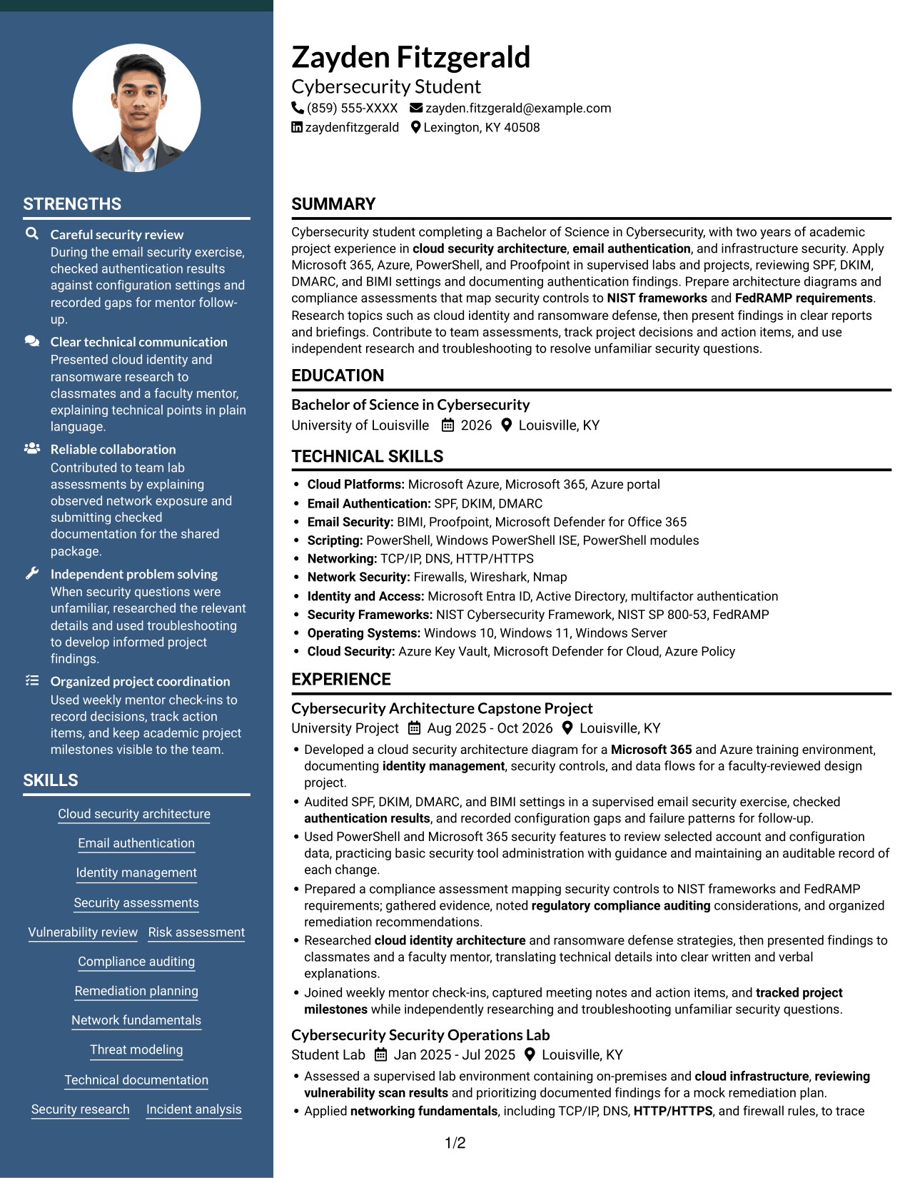 Resume example — page 1