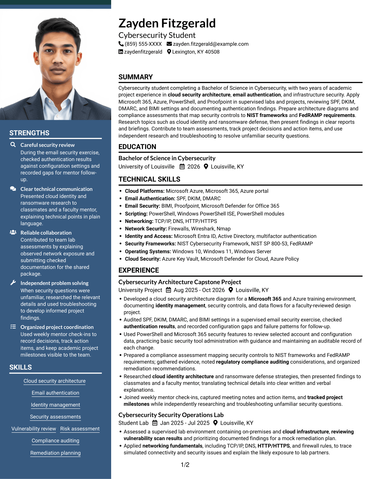 Resume example — page 1