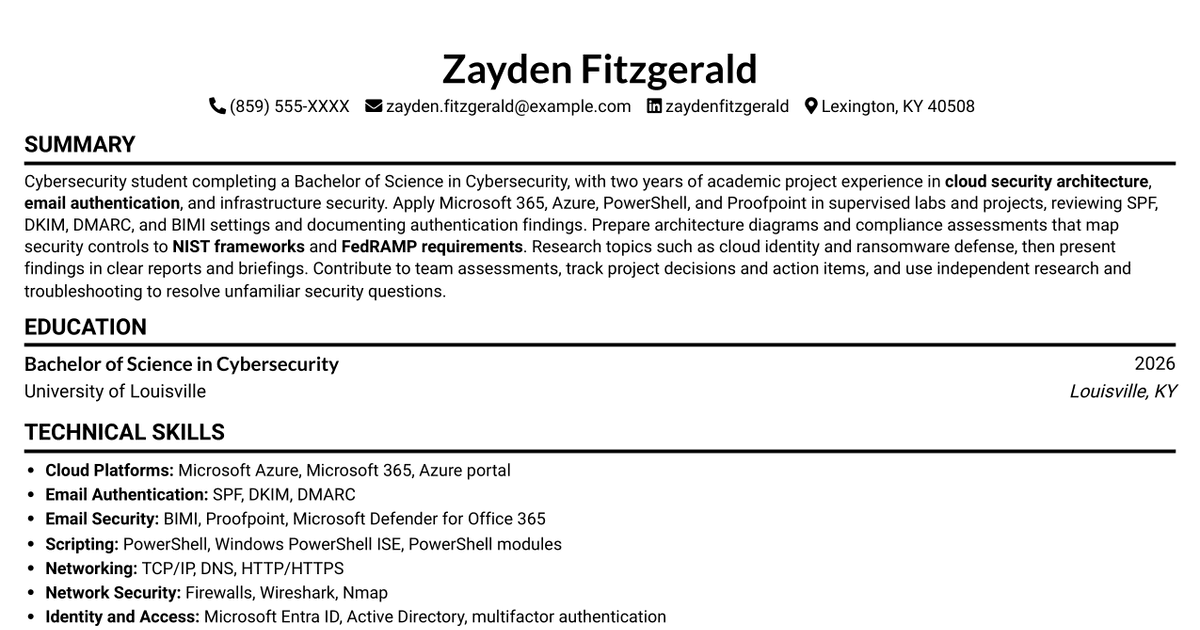 7 Cybersecurity Intern - Architecture & Engineering Resume Templates with Example