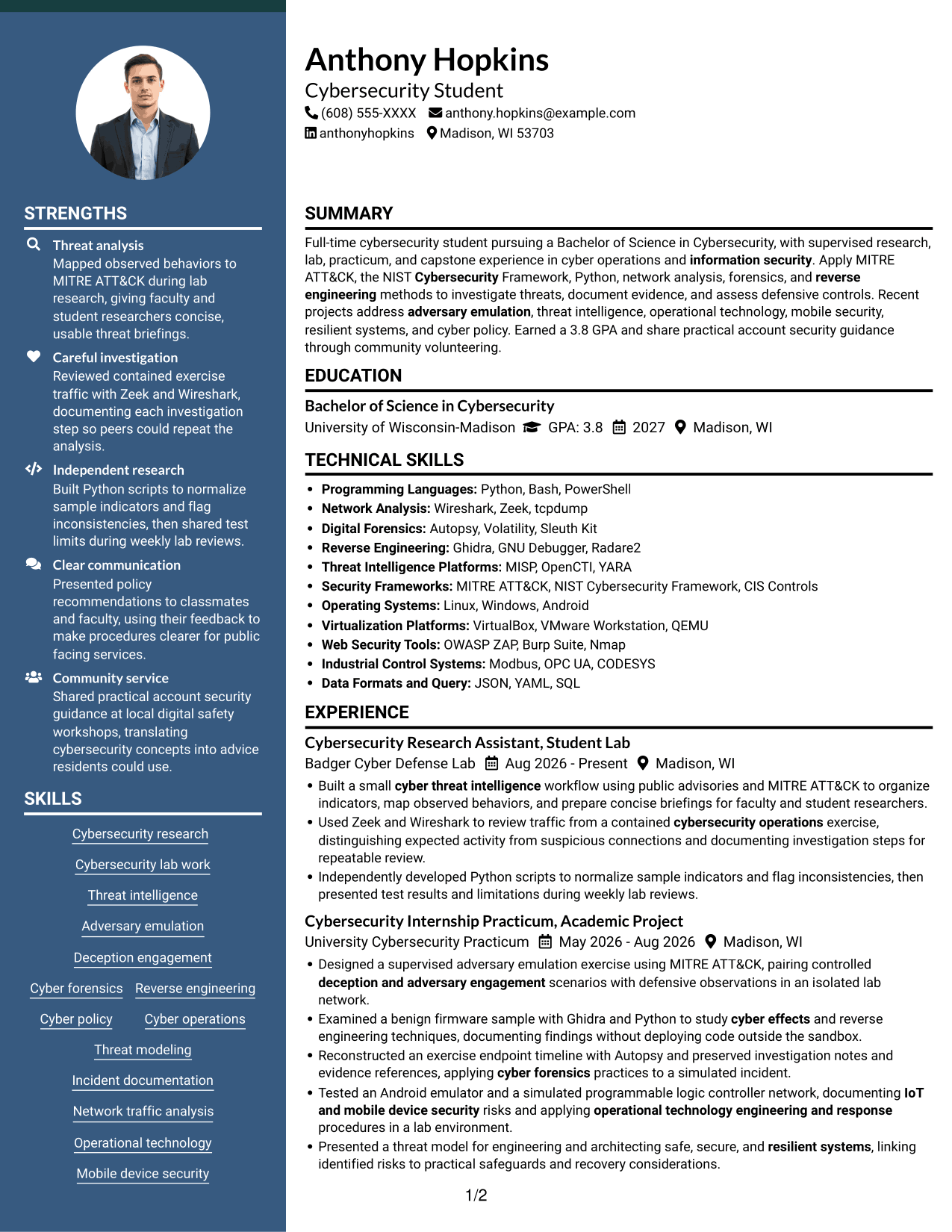 Resume example — page 1