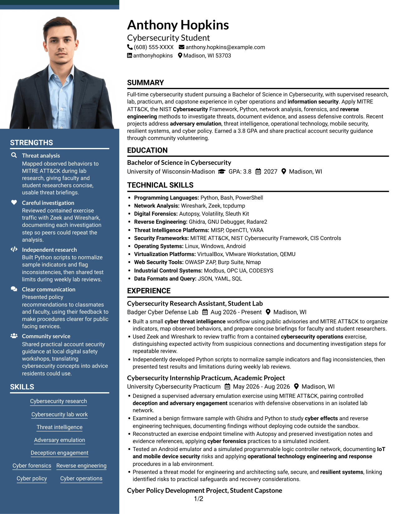 Resume example — page 1