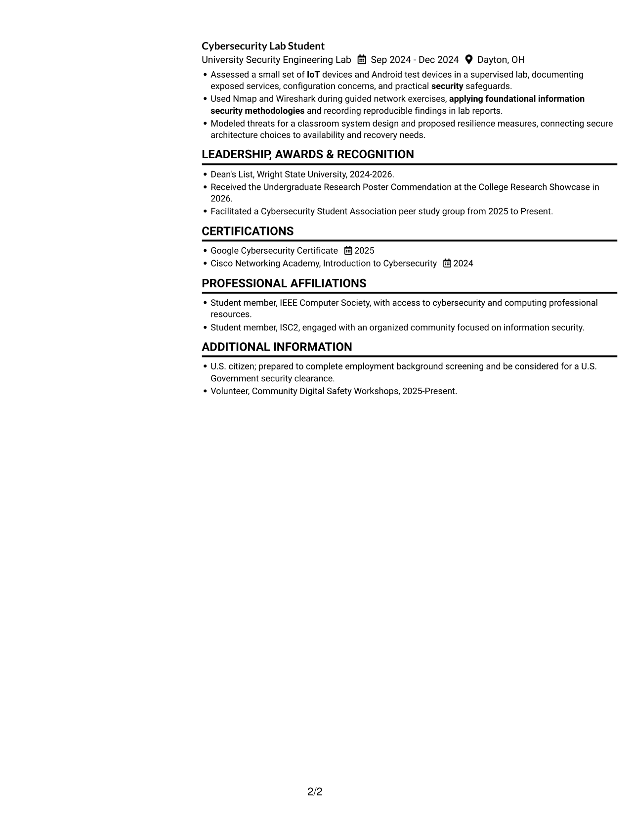 Resume example — page 2
