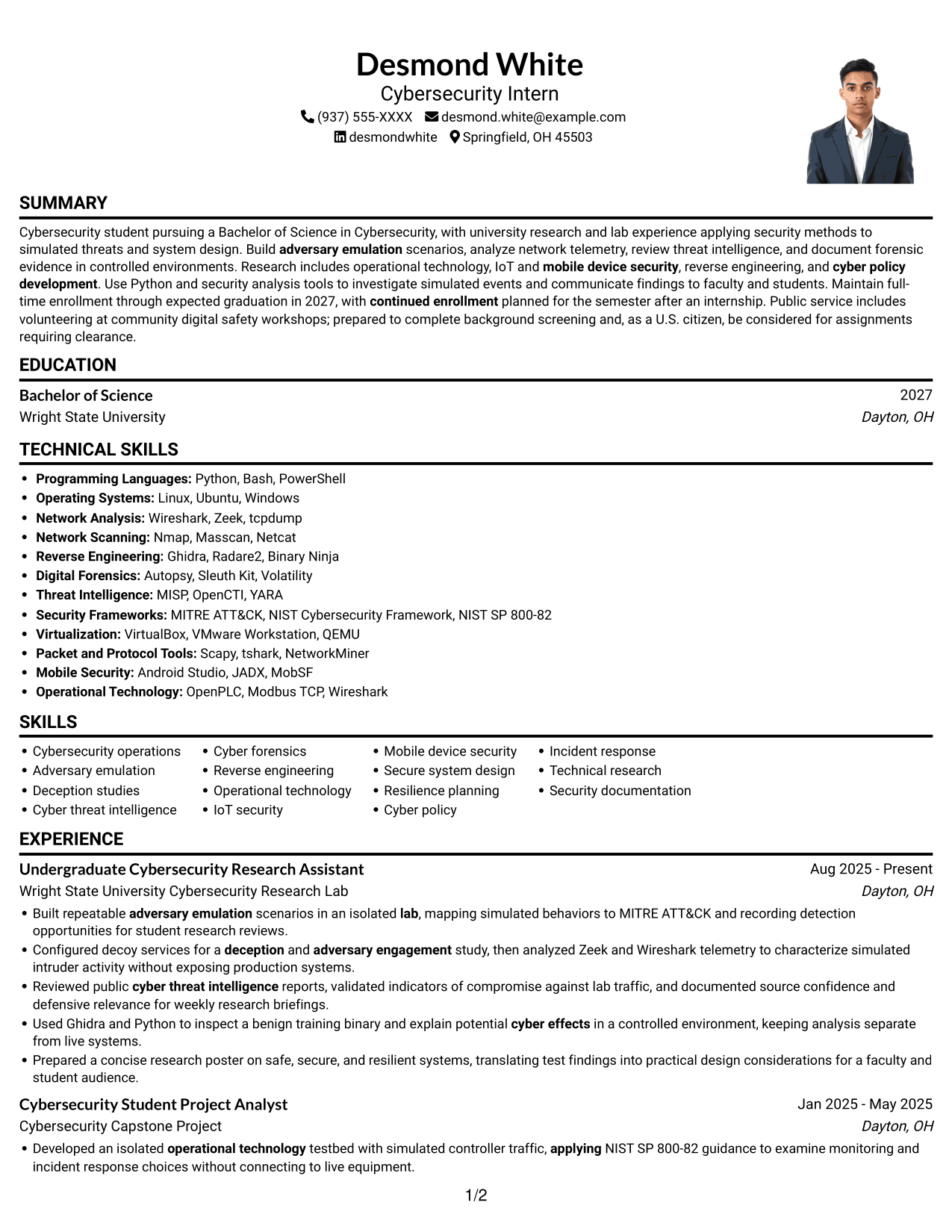Resume example — page 1