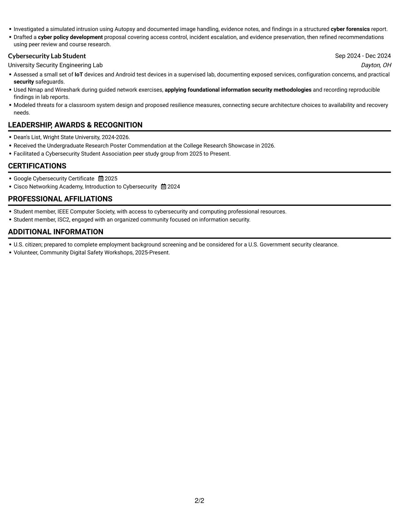 Resume example — page 2