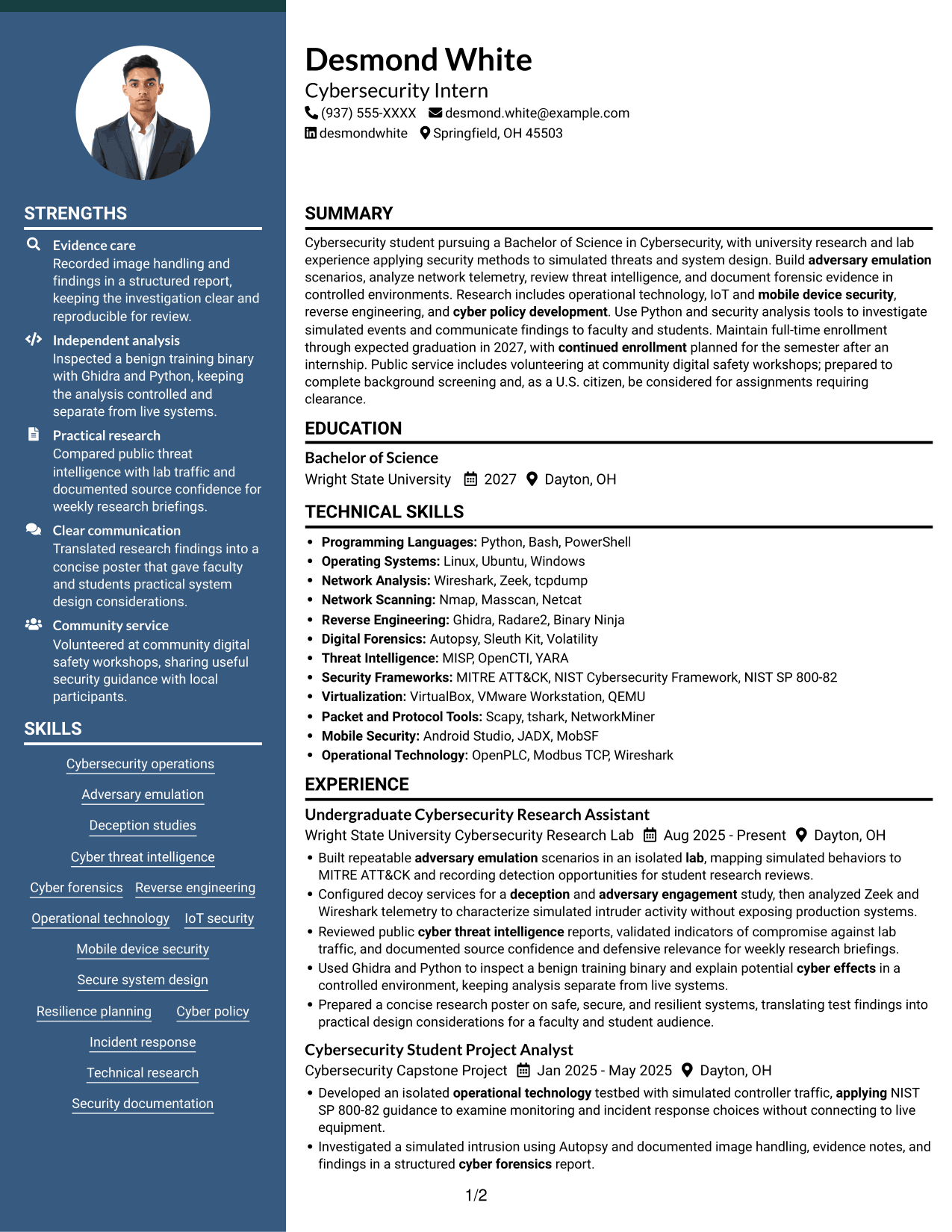 Resume example — page 1
